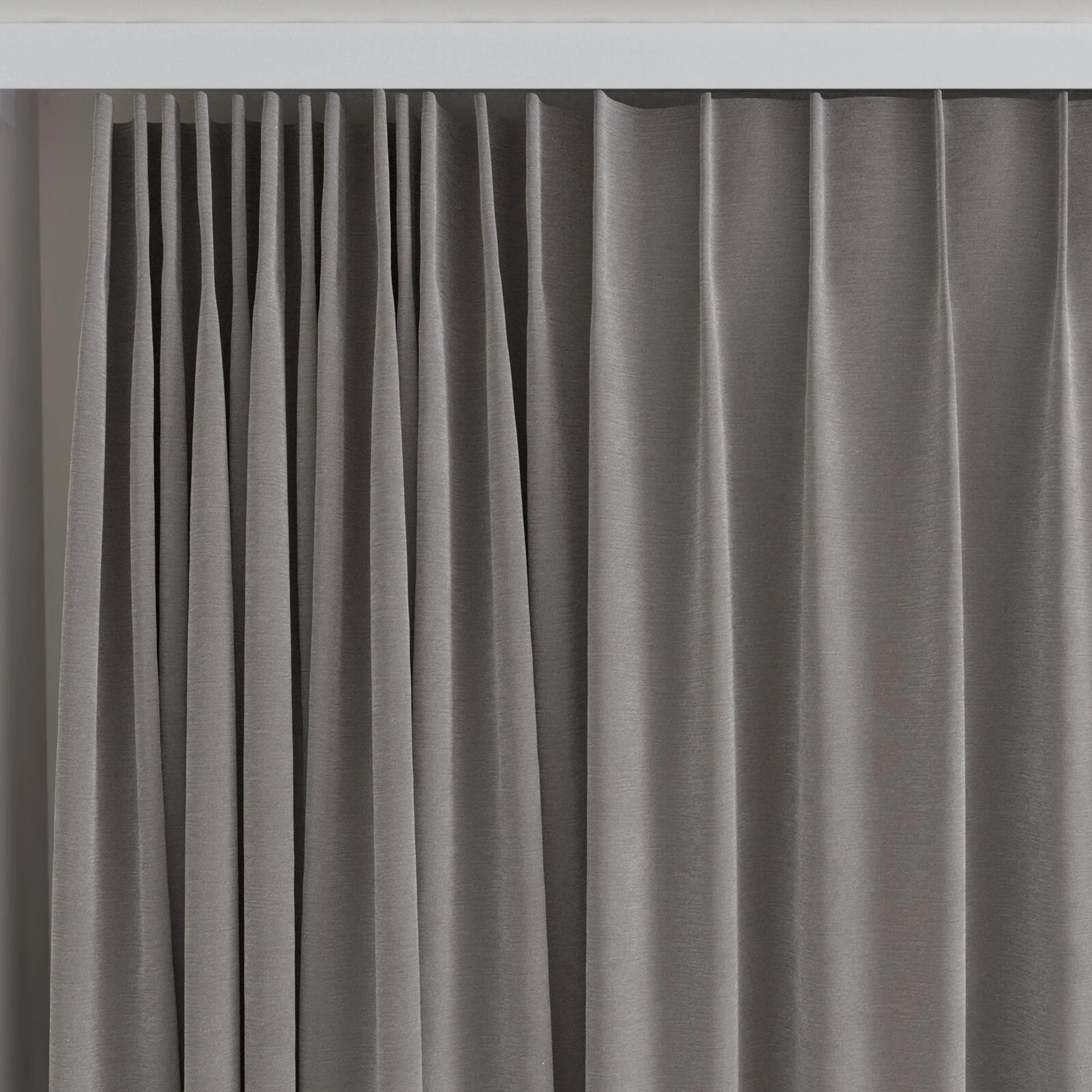 Top view of Moon Pewter, on curtain rail