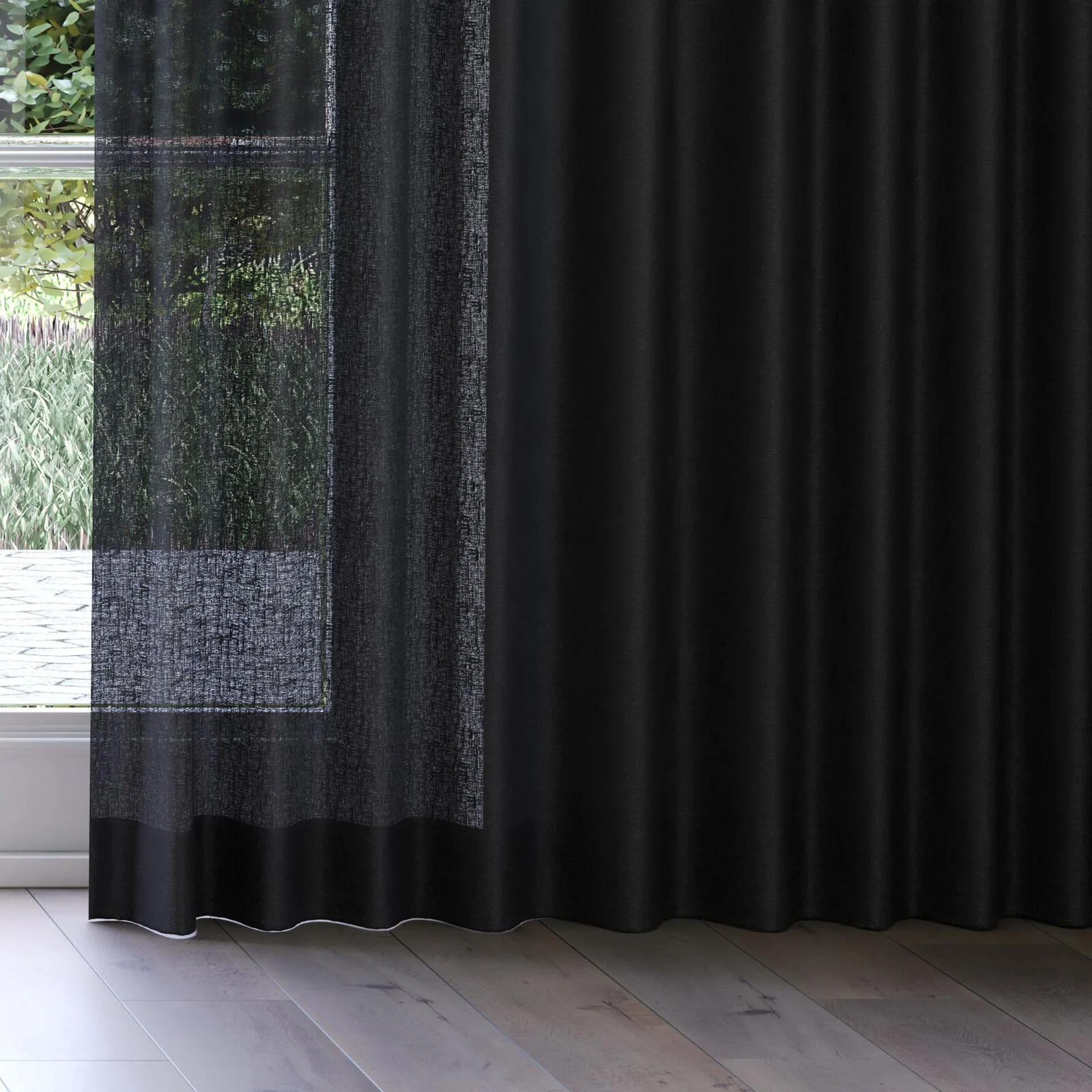 Bottom view of Element Onyx, on curtain rail
