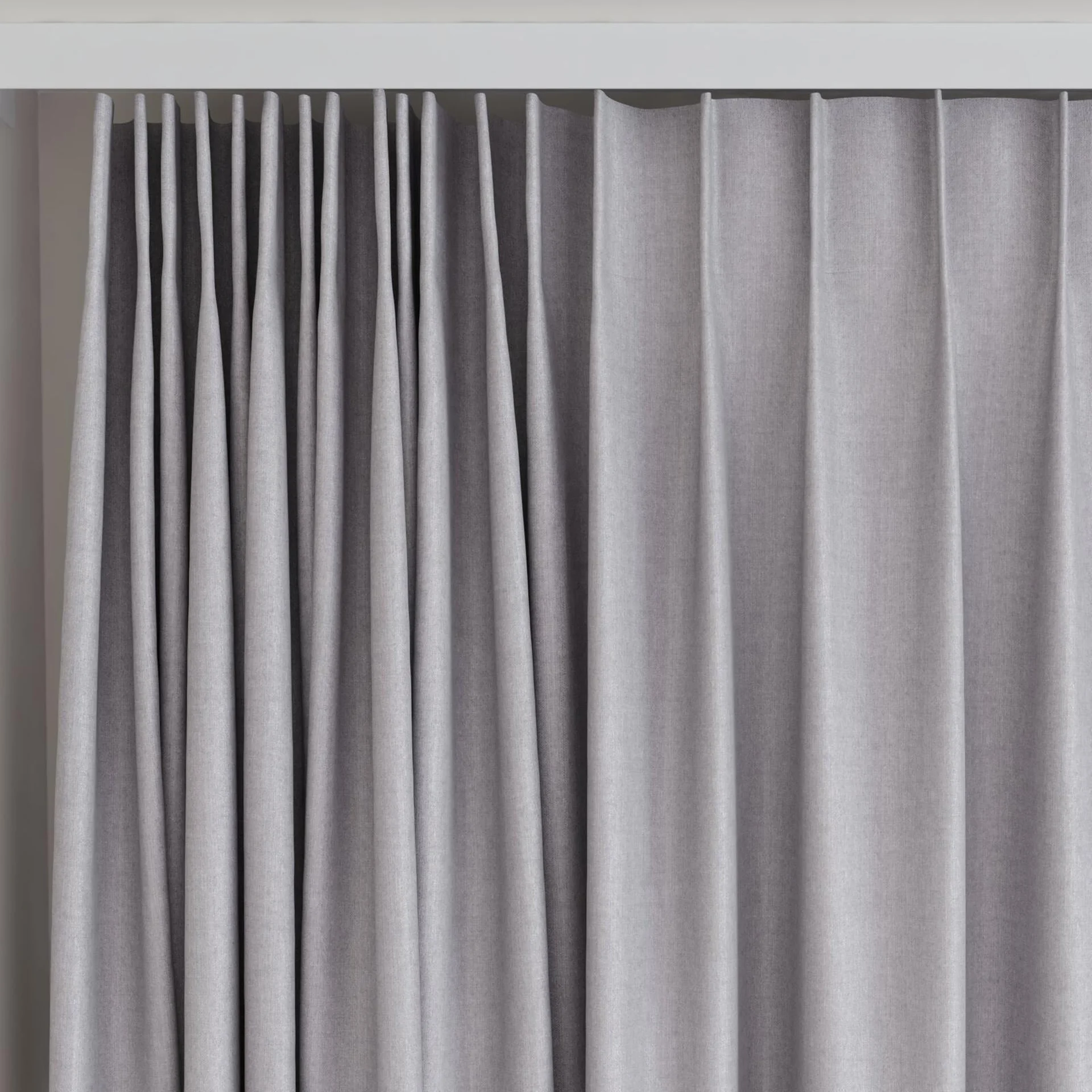 Top view of Cushy Feather, on curtain rail