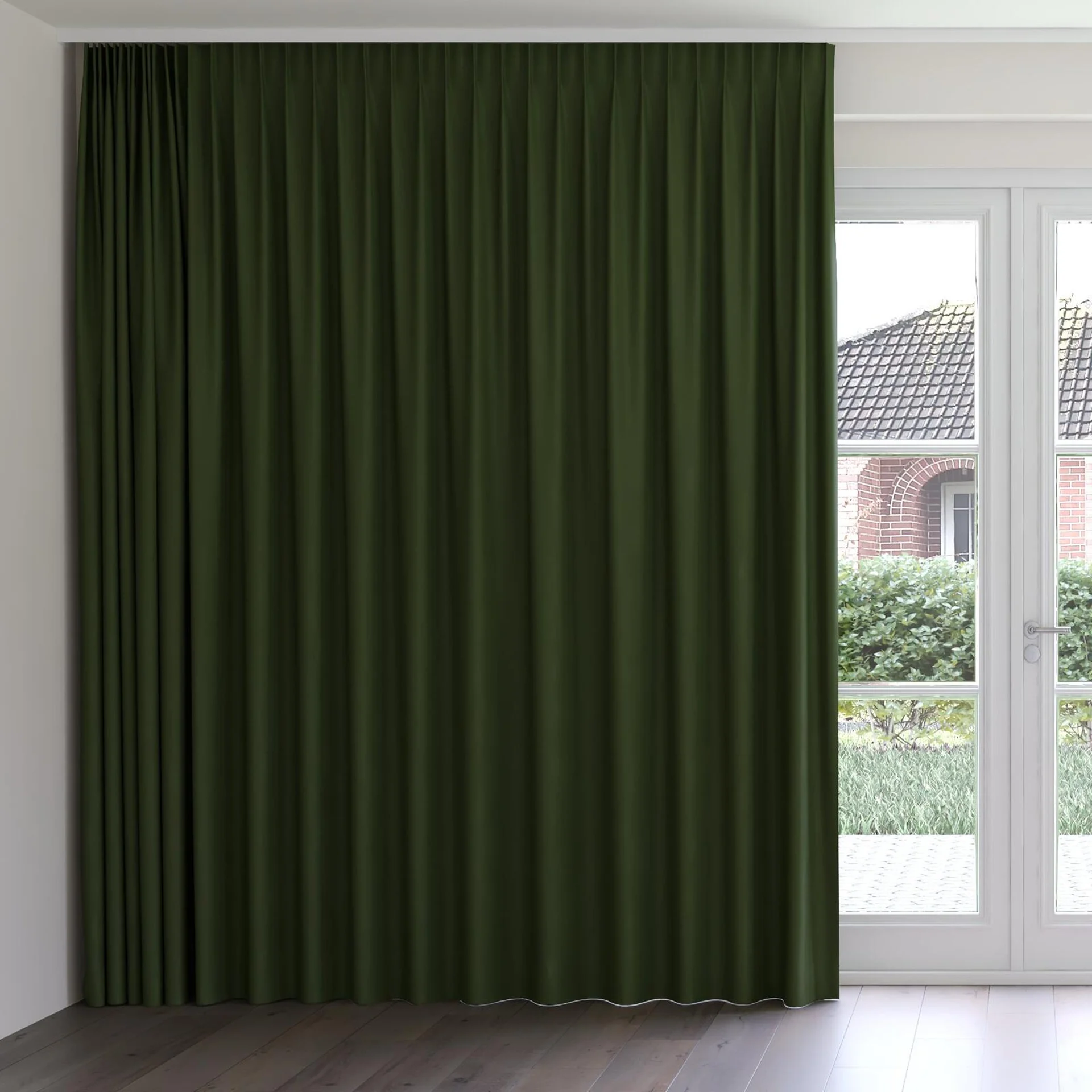 Front view of Vela Bottle, on curtain rail