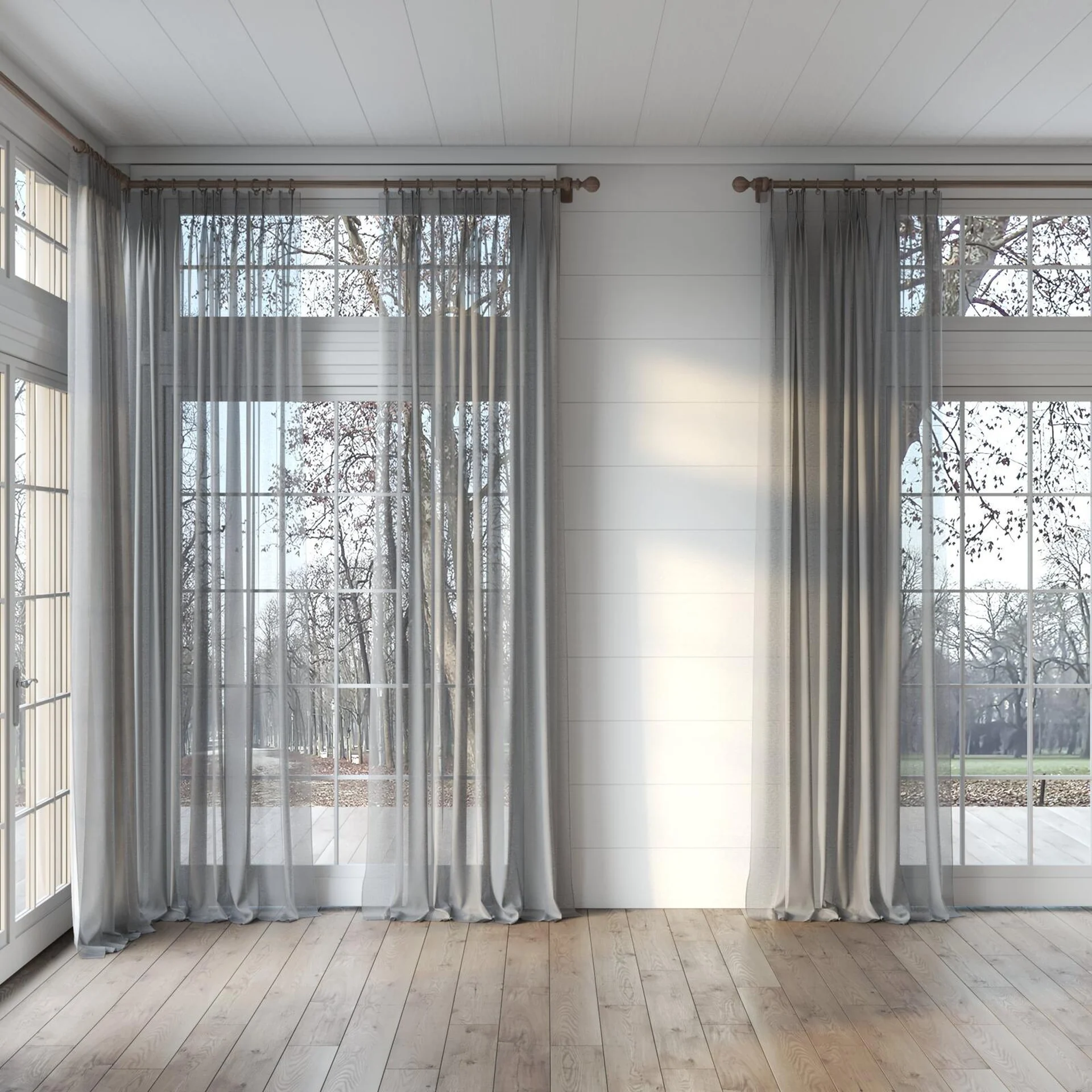 Full view of Cavalier Pewter, puddled, on curtain rod