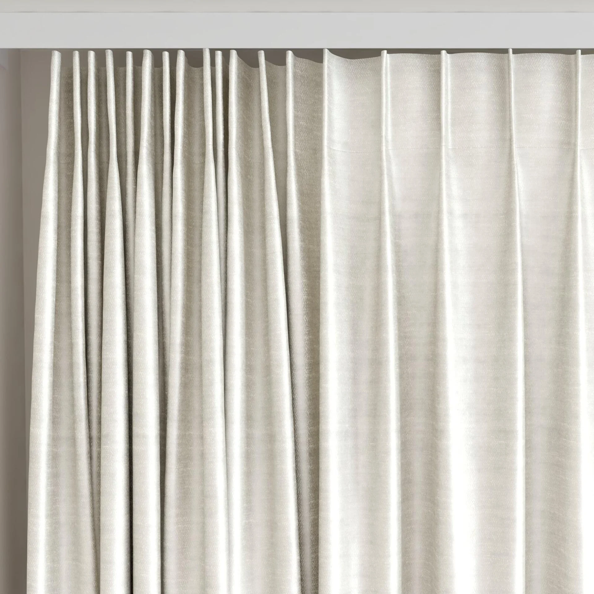 Top view of Zircon Papyrus, on curtain rail