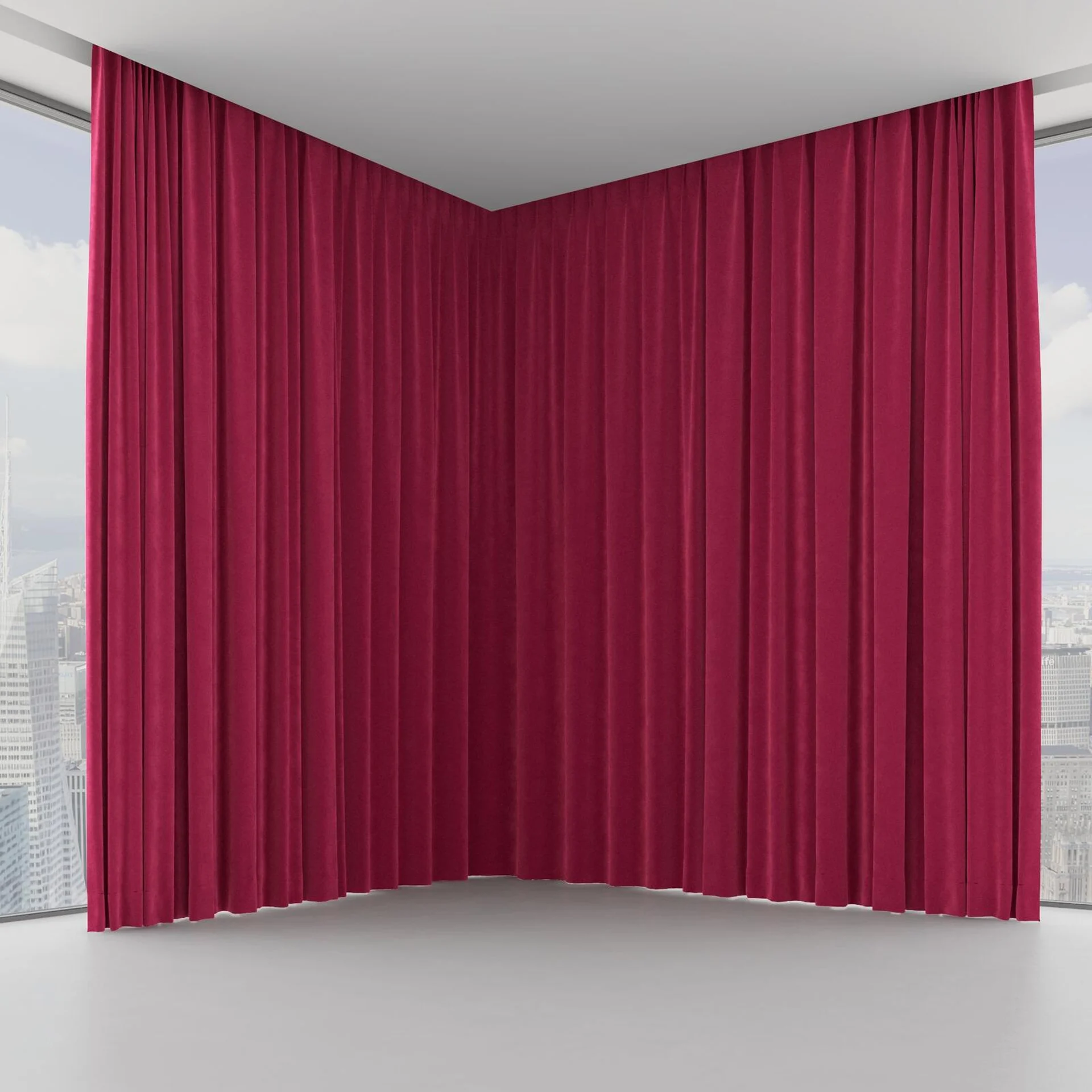 Front view of Lux Velvet Strawberry 8613, on hidden rail