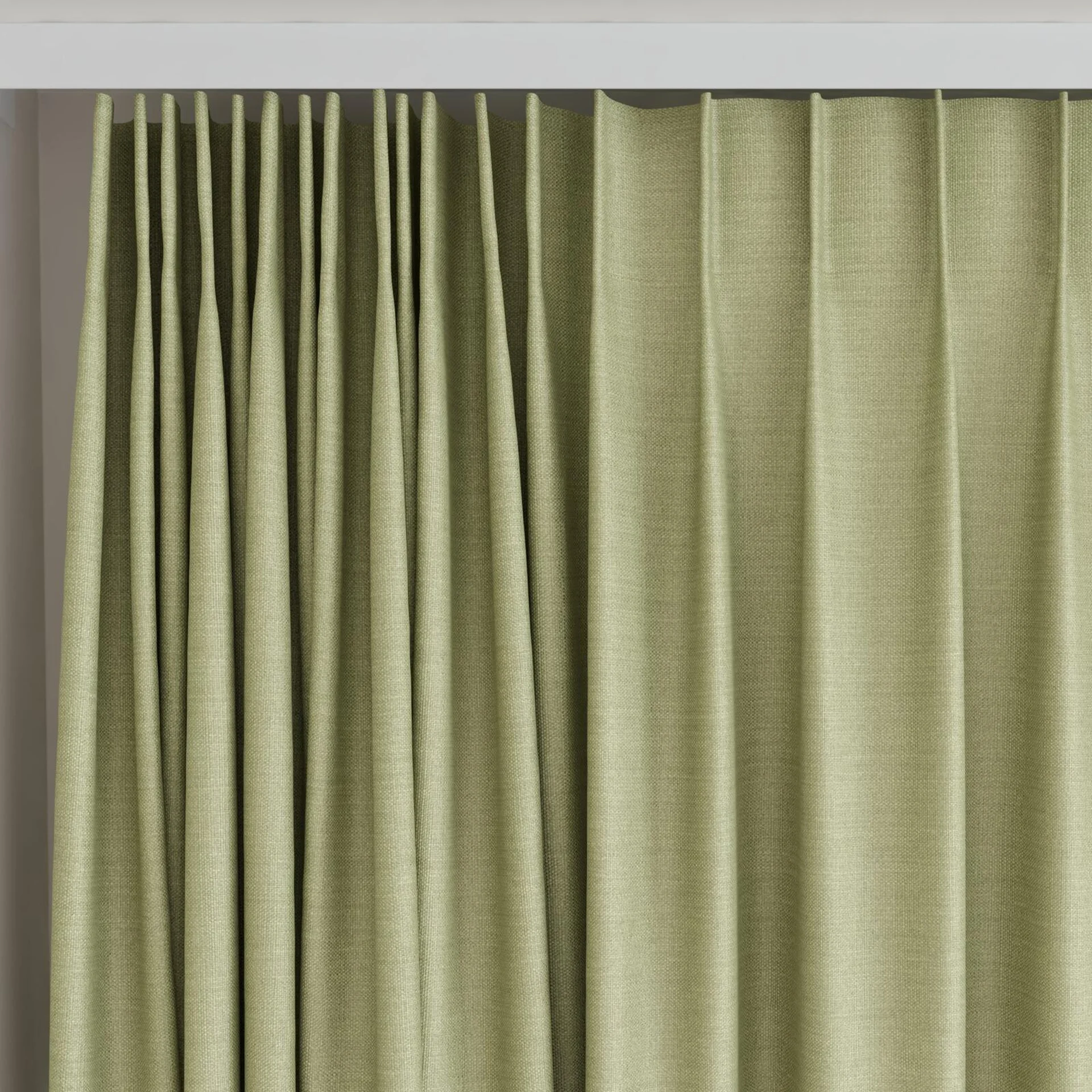 Top view of Linex Moss, on curtain rail