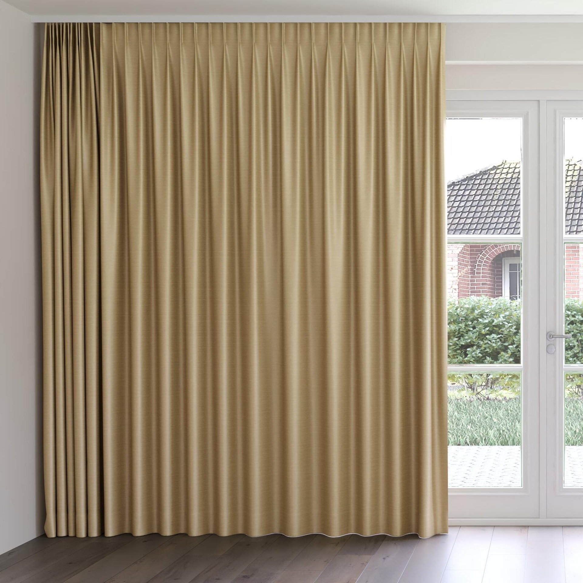 Front view of Silky Mushroom, on curtain rail