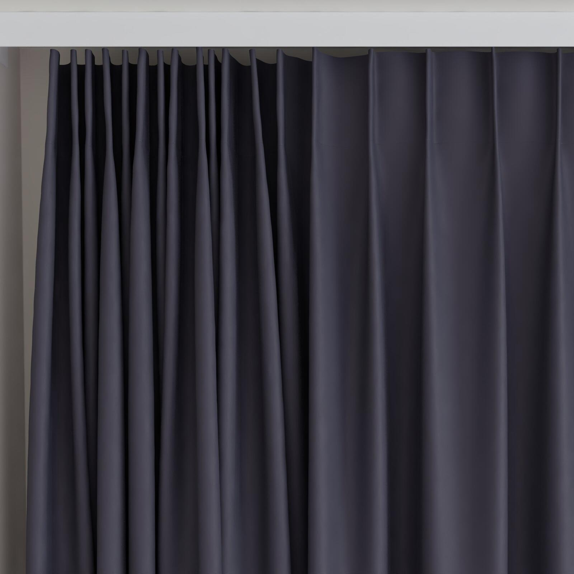 Top view of Vesta Ebony, on curtain rail