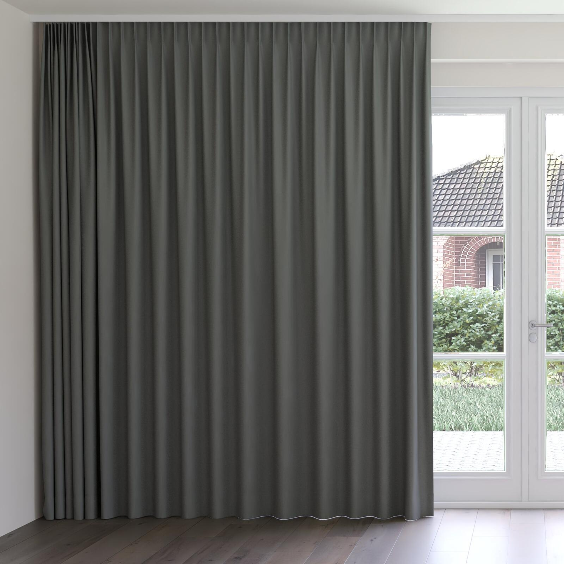 Front view of Dream Weaver 300 Pewter, on curtain rail