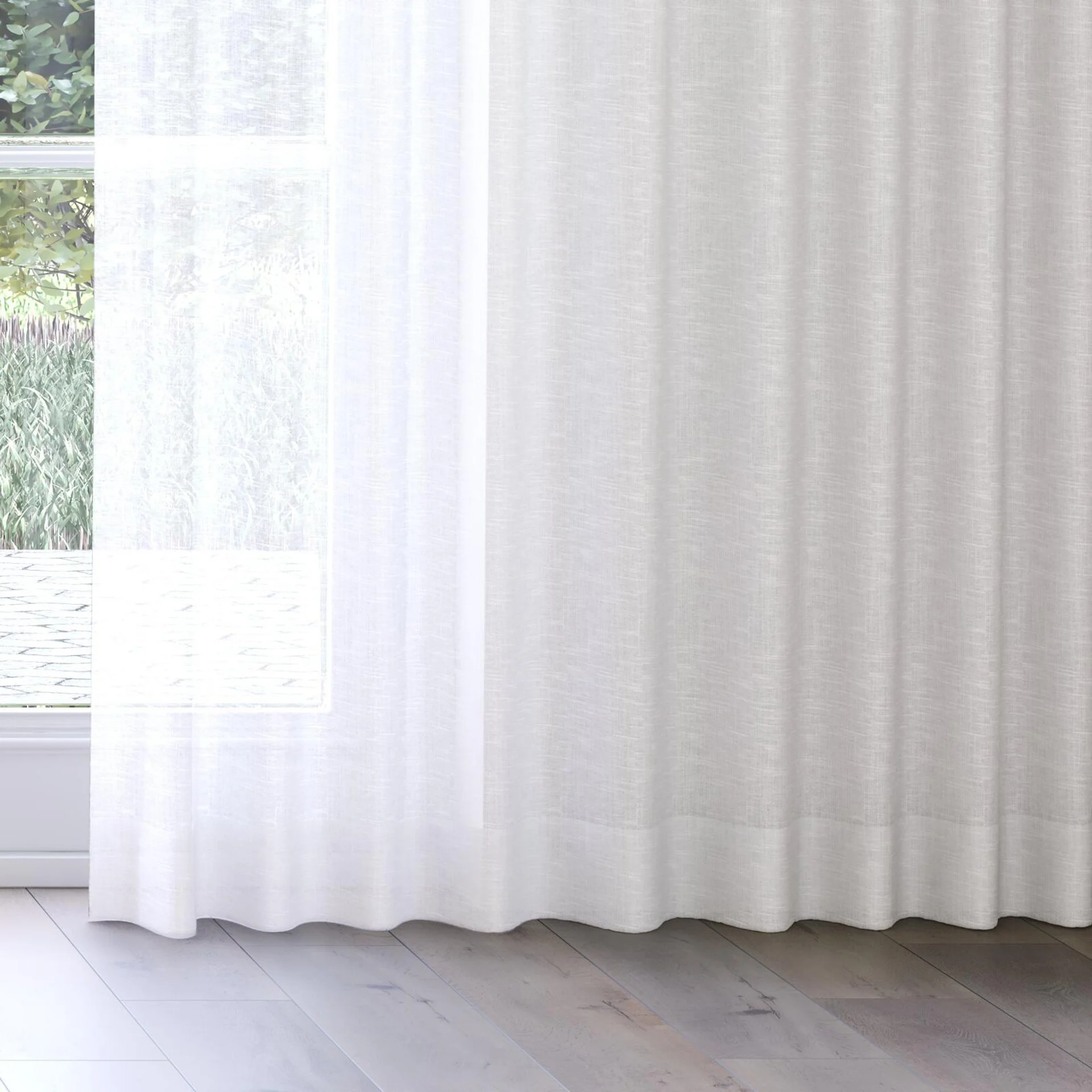 Bottom view of Angelic Ivory, on curtain rail