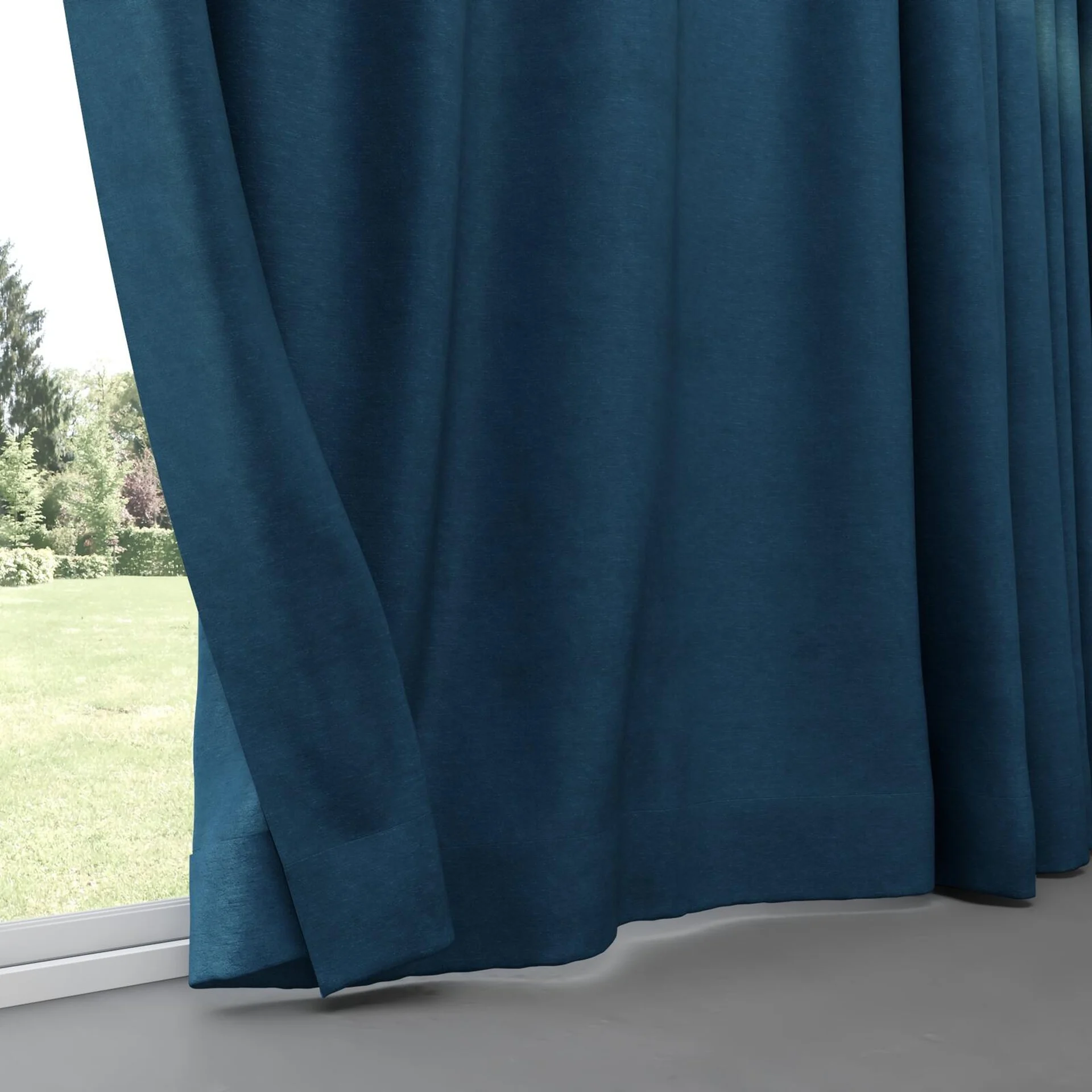 Bottom view of Baron Teal, pinch pleat