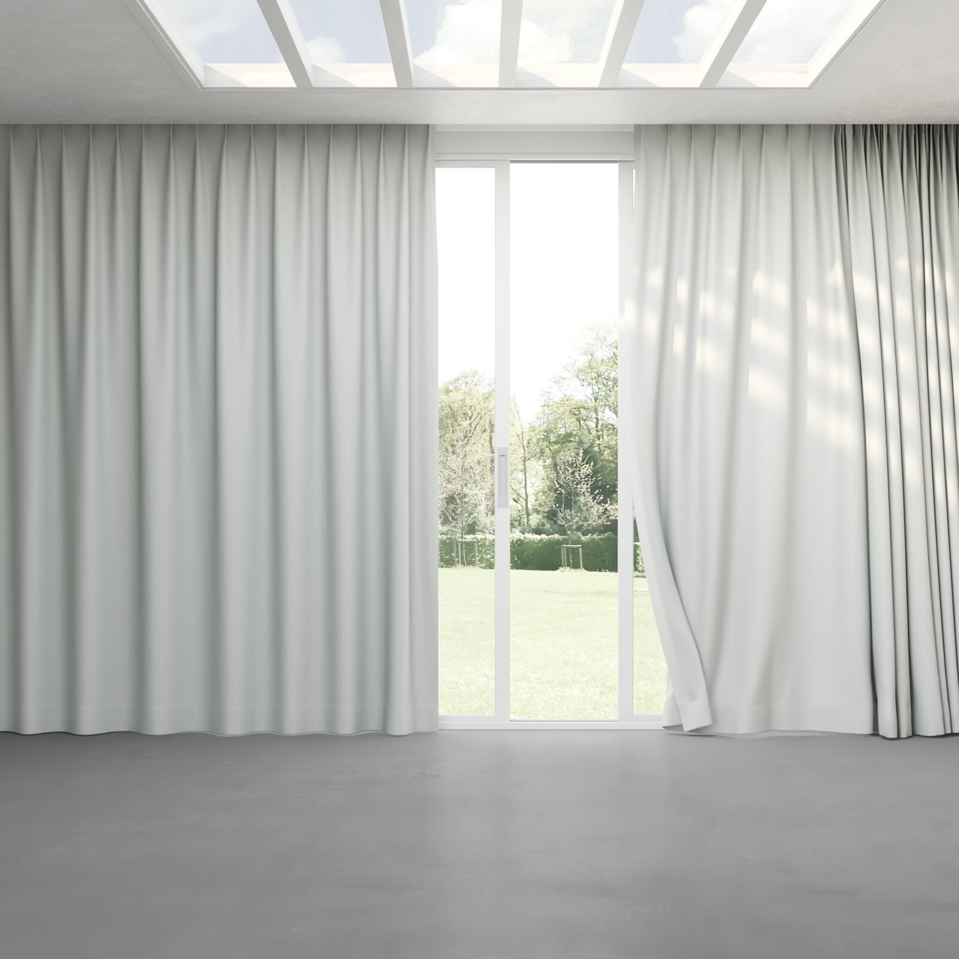 Full view of Woolskin Silver, pinch pleat