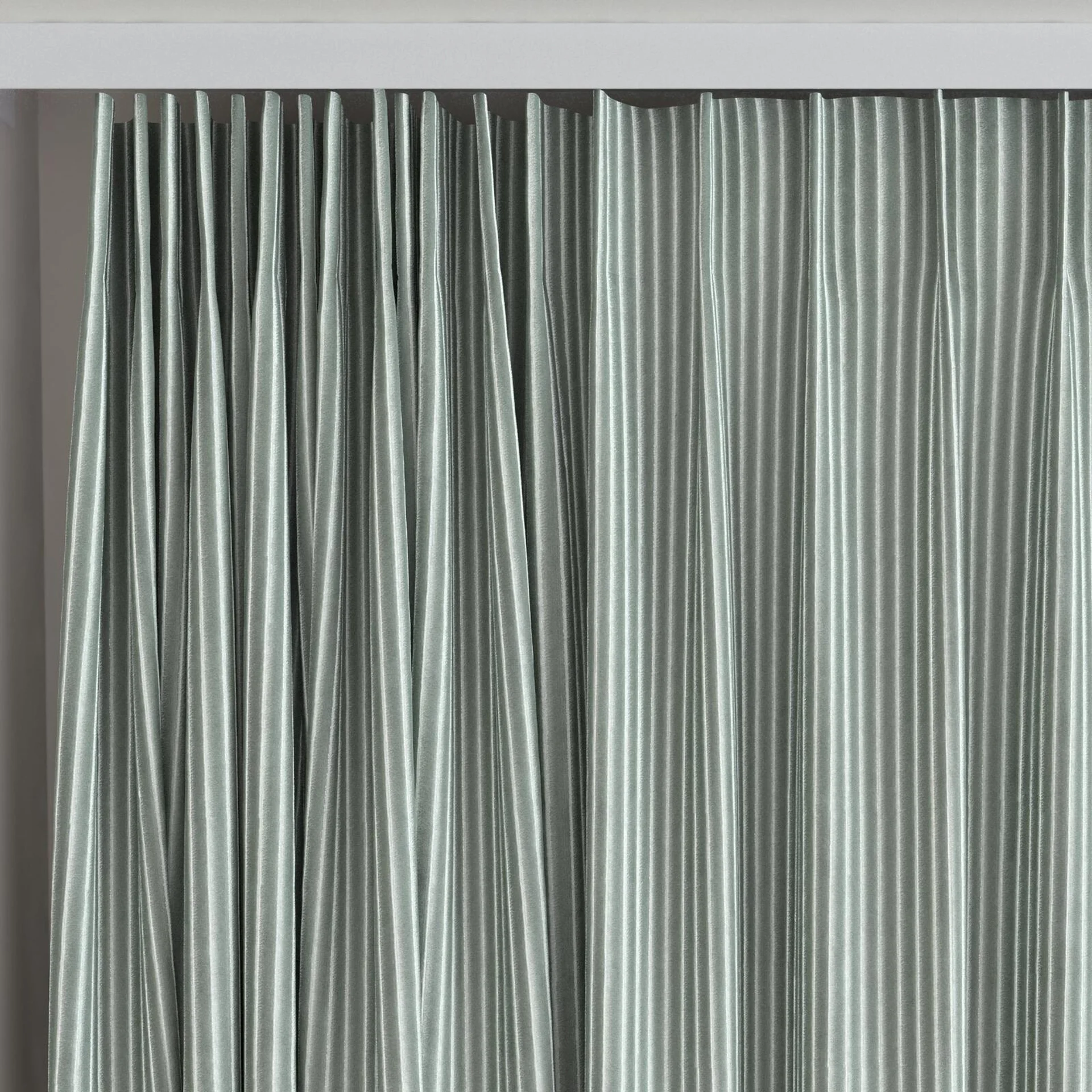 Top view of Embrace Mint, on curtain rail