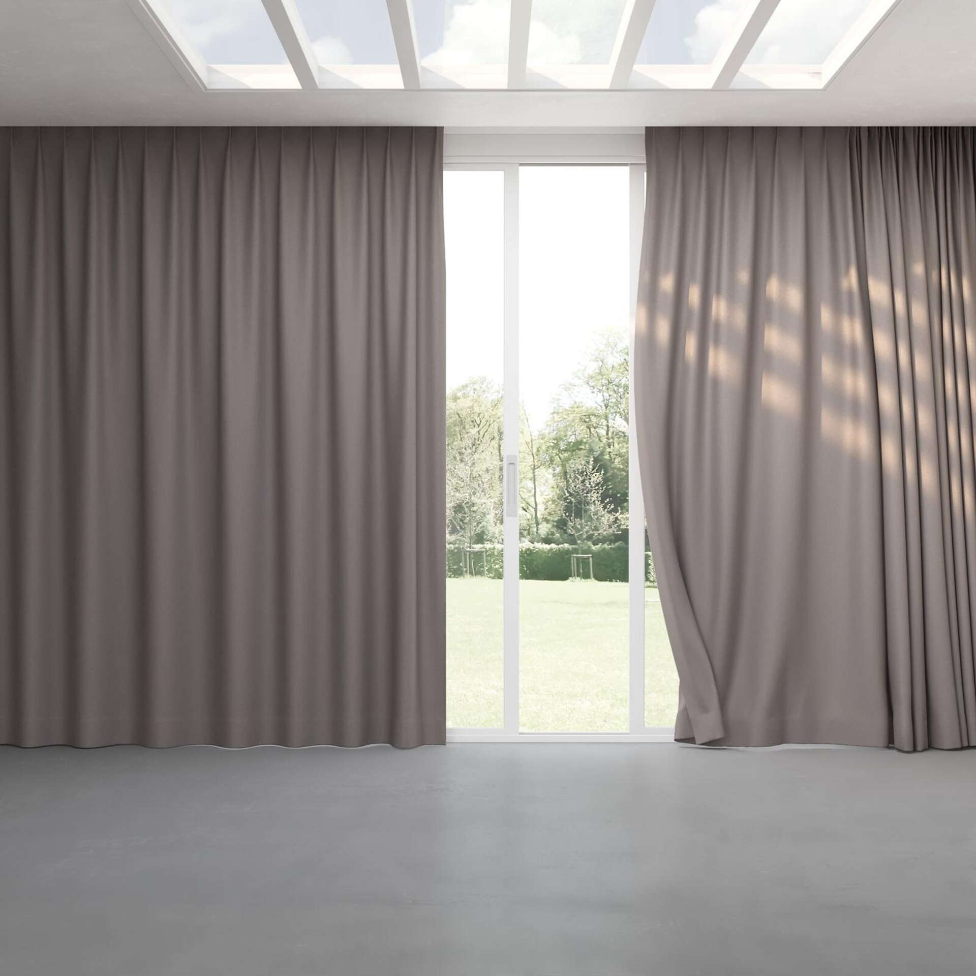 Full view of Infinite Amethyst, pinch pleat