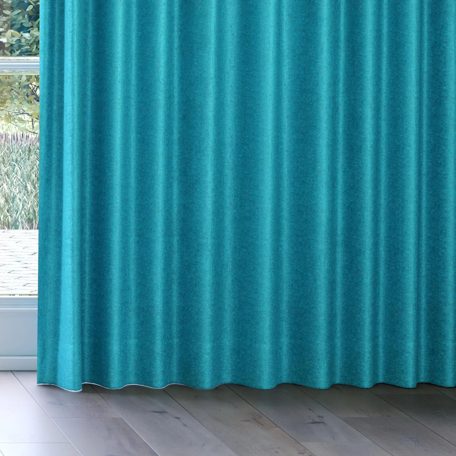 Bottom view of Hug Turquoize, on curtain rail