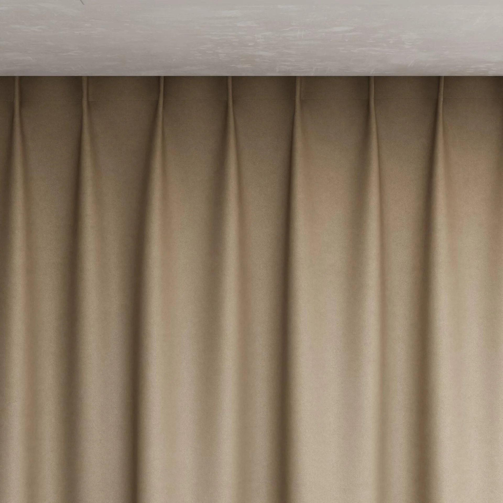 Top view of Peak Taupe, pinch pleat