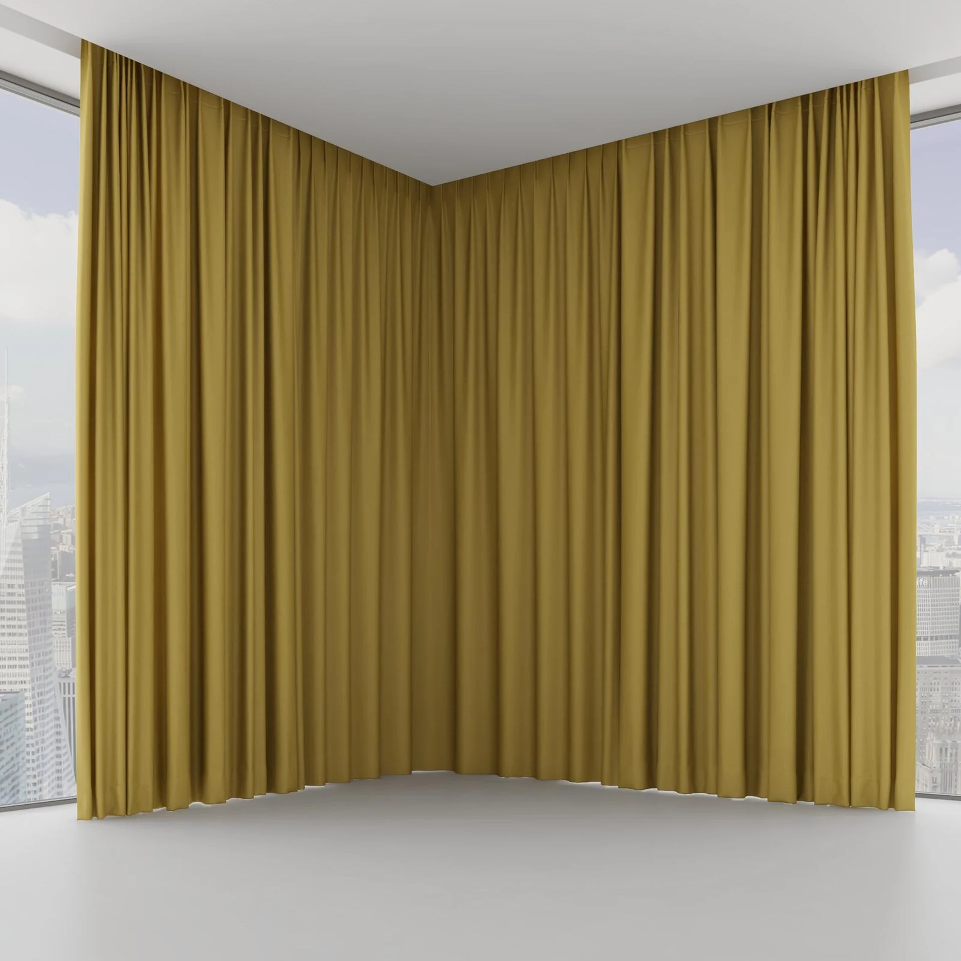 Front view of Woolskin Olive, on hidden rail