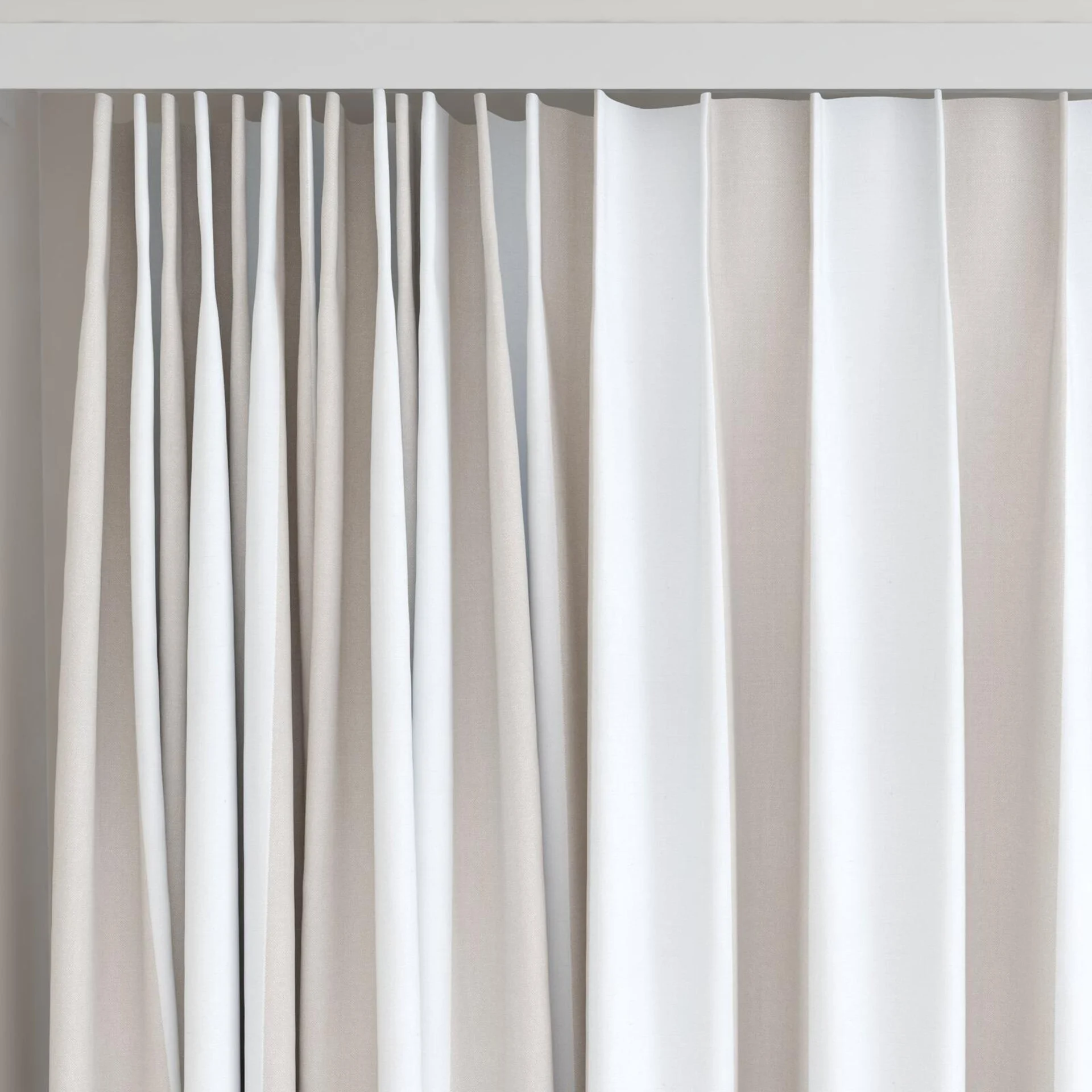 Top view of Chambray Bold Thistle, on curtain rail