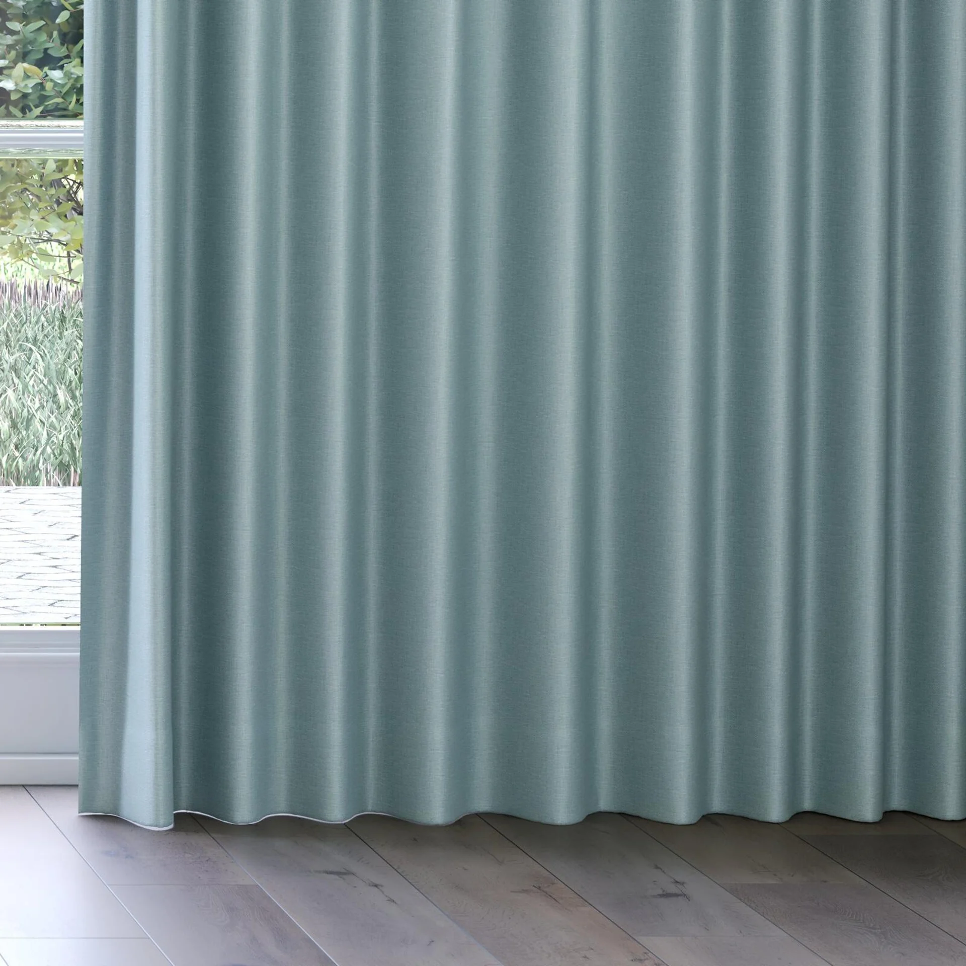Bottom view of Matrix FR Nile, on curtain rail