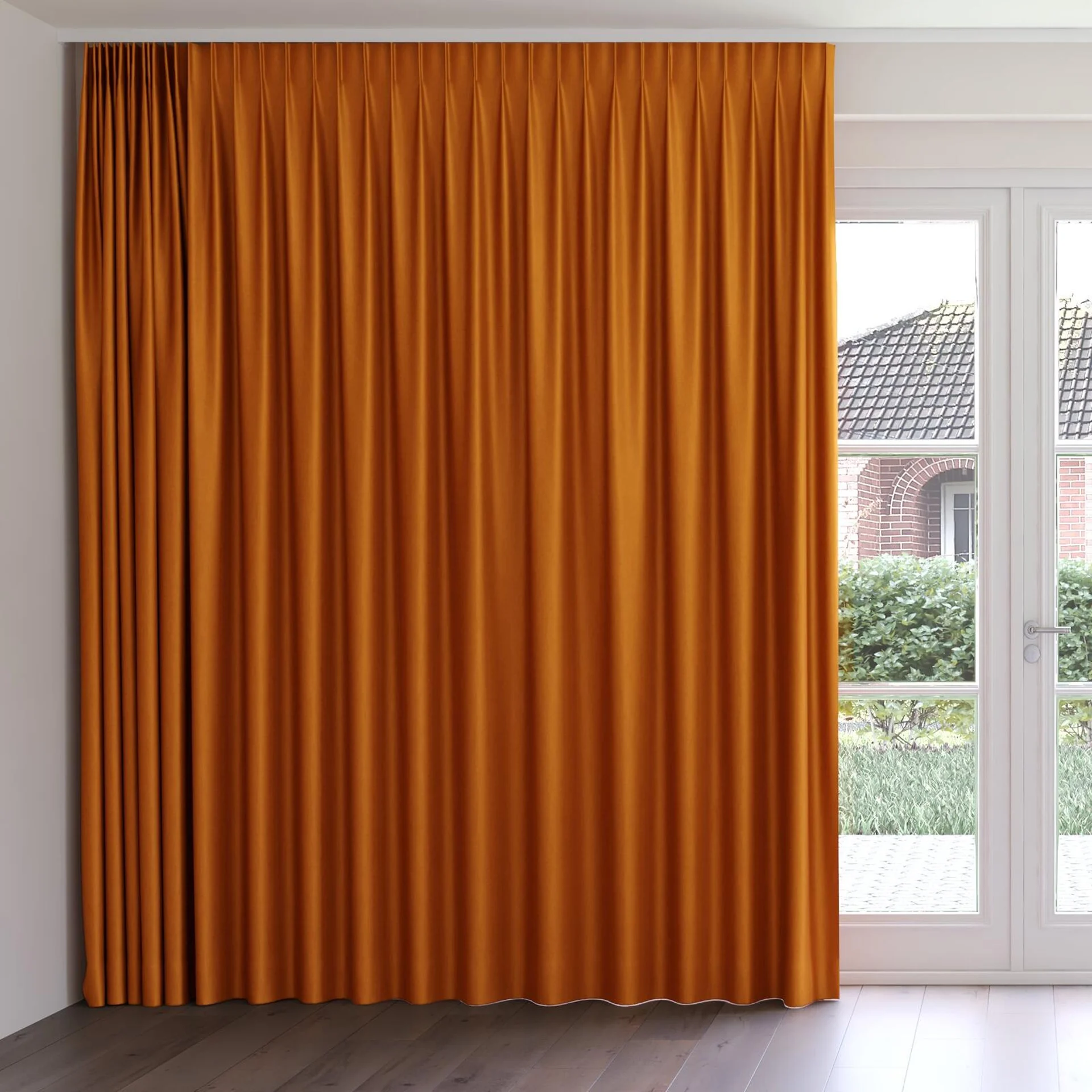 Front view of Matrix Mandarin, on curtain rail