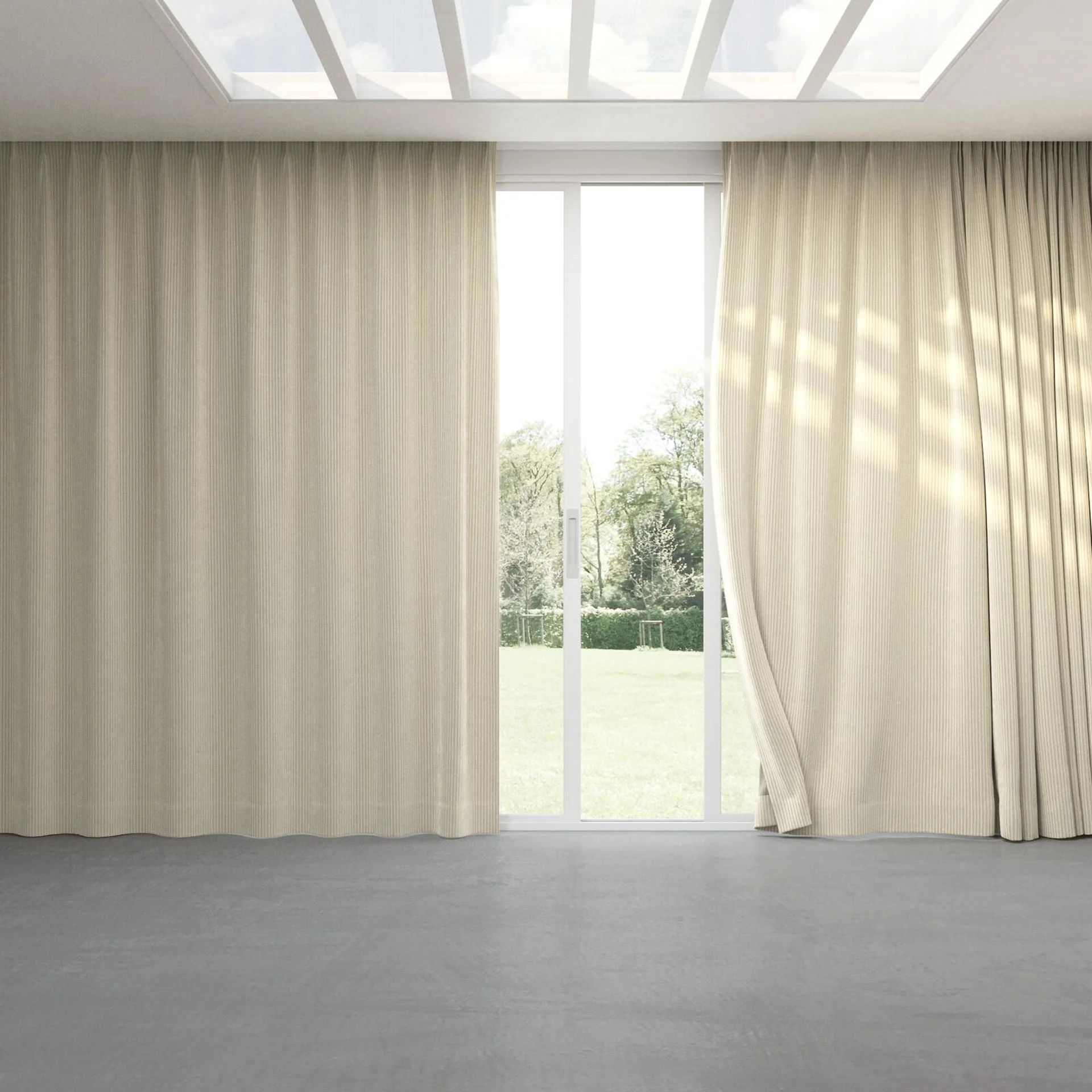Full view of Embrace Marble, pinch pleat