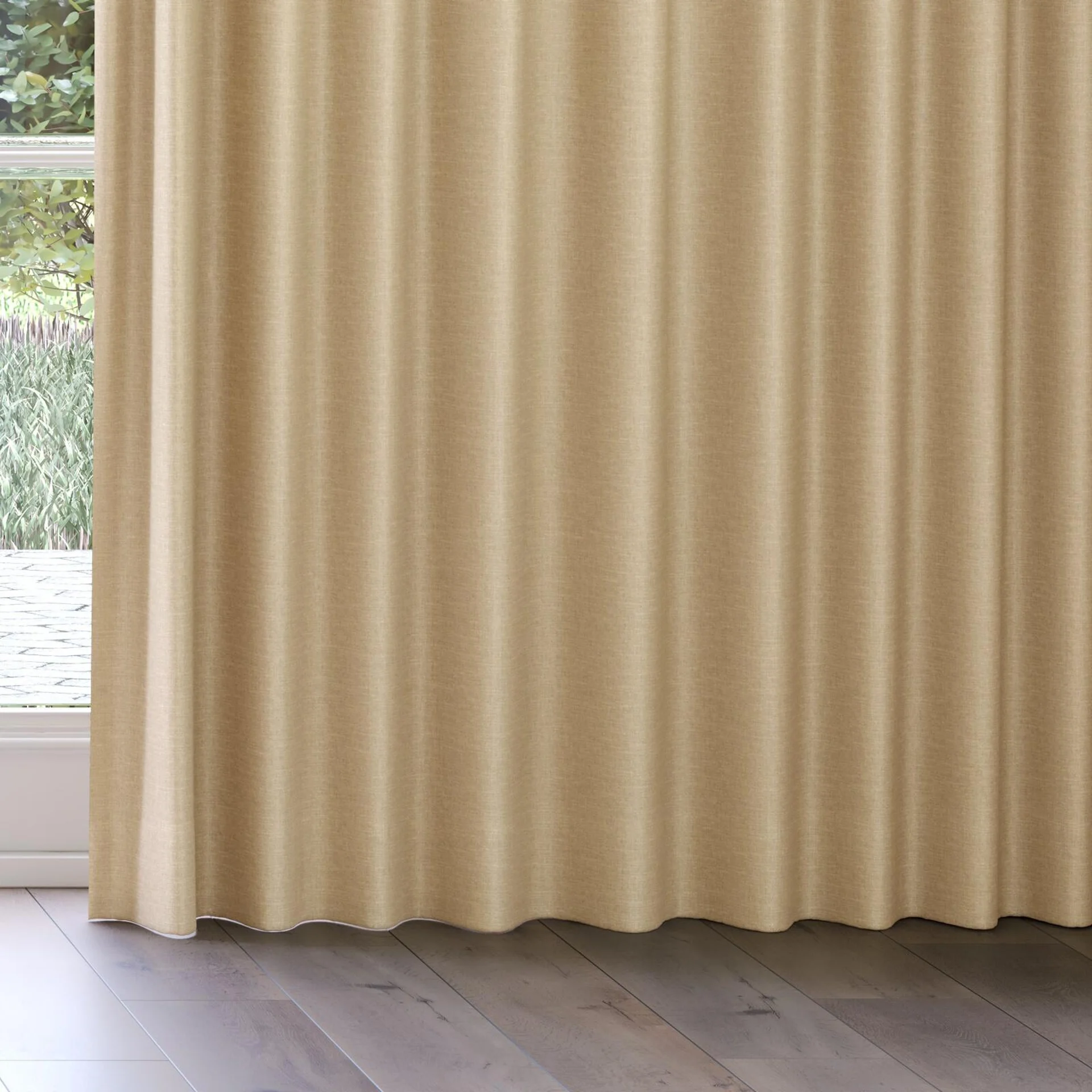 Bottom view of Frisco Beige, on curtain rail