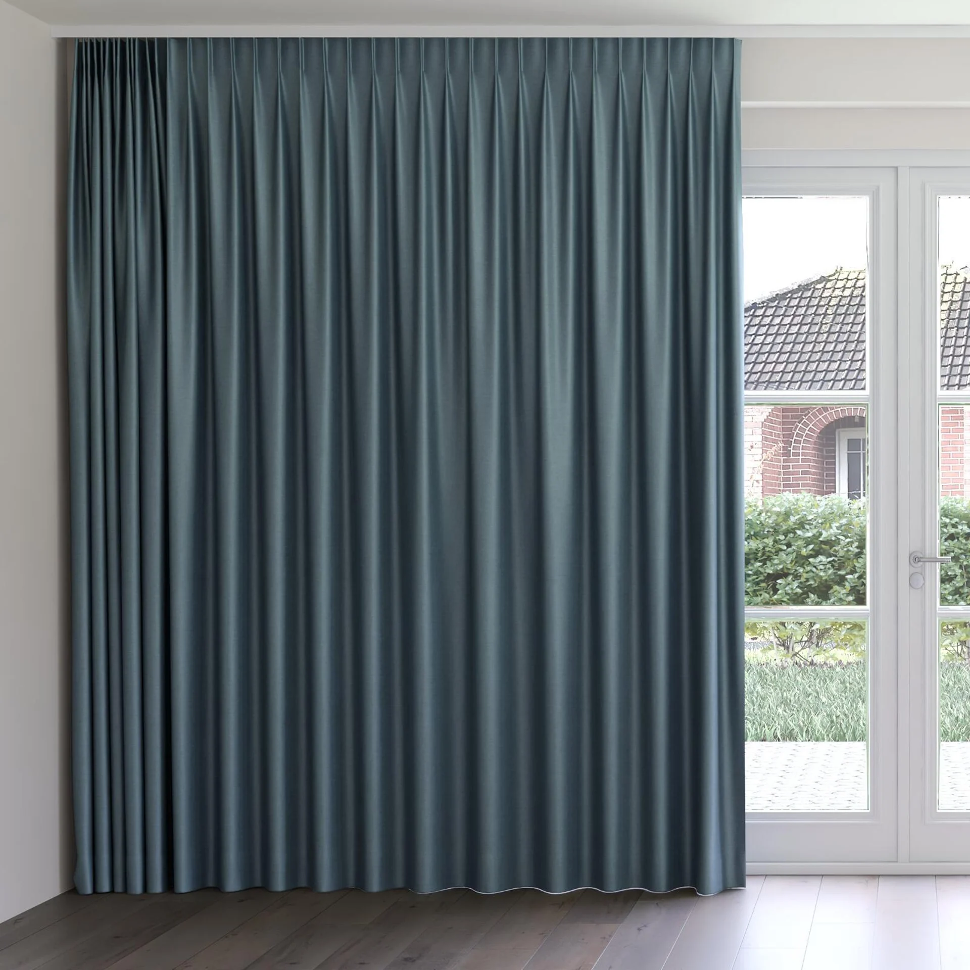 Front view of Provence Shale, on curtain rail