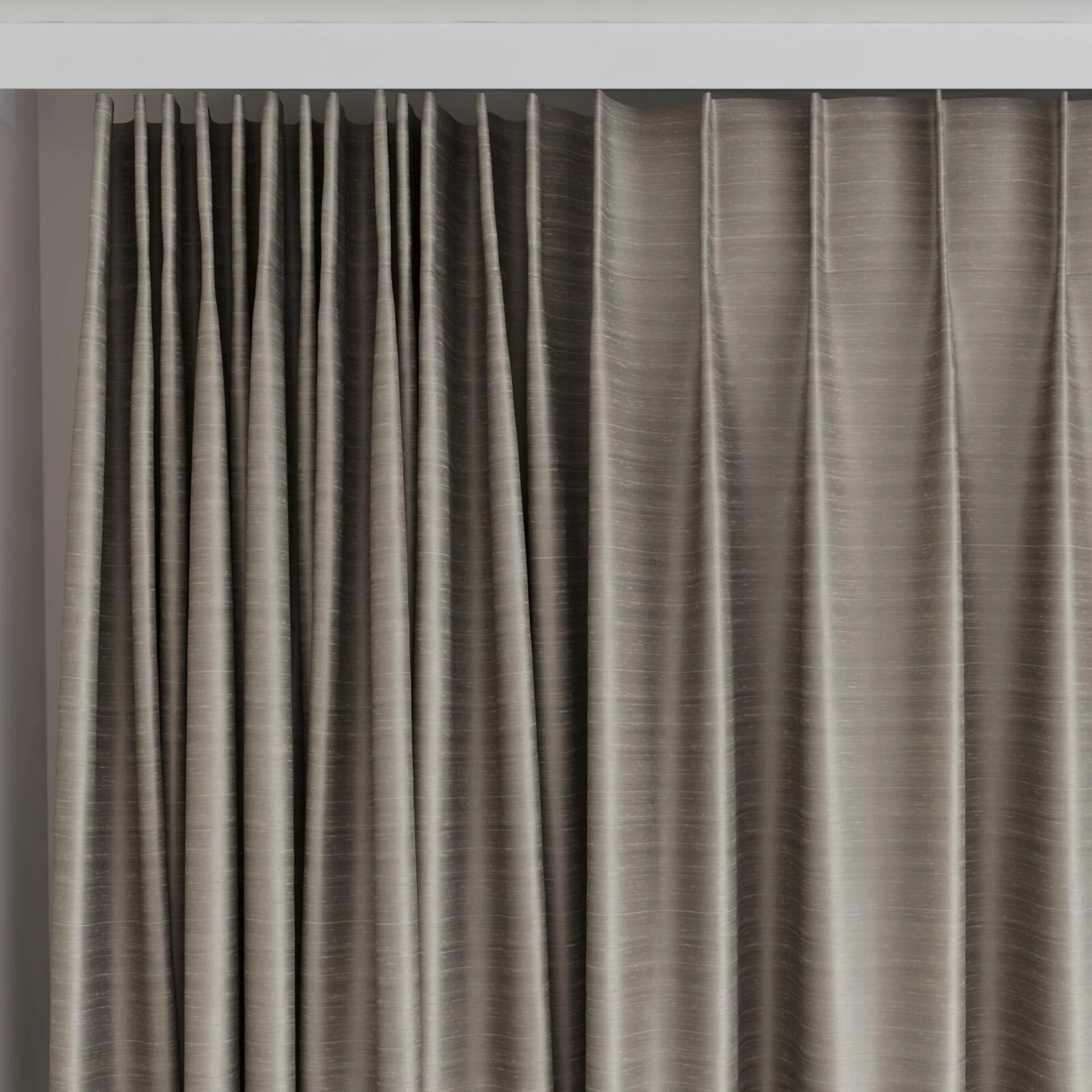 Top view of Silky Iron, on curtain rail