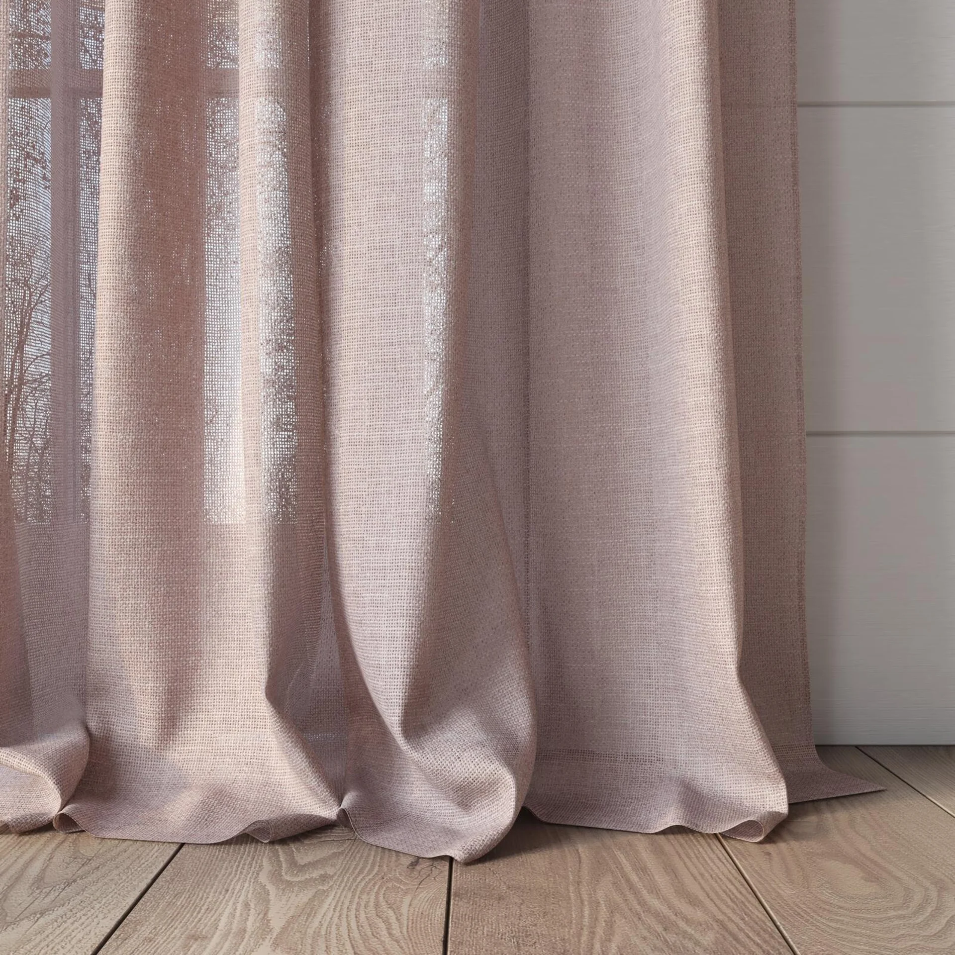 Bottom view of Focus Boudoir, puddled, on curtain rod