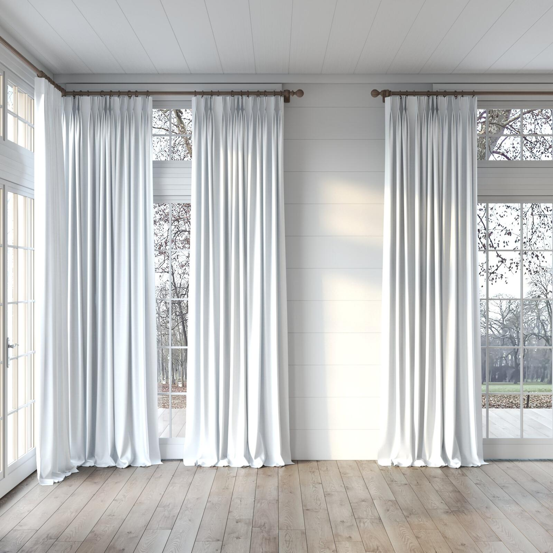 Full view of Celestial Snow, puddled, on curtain rod