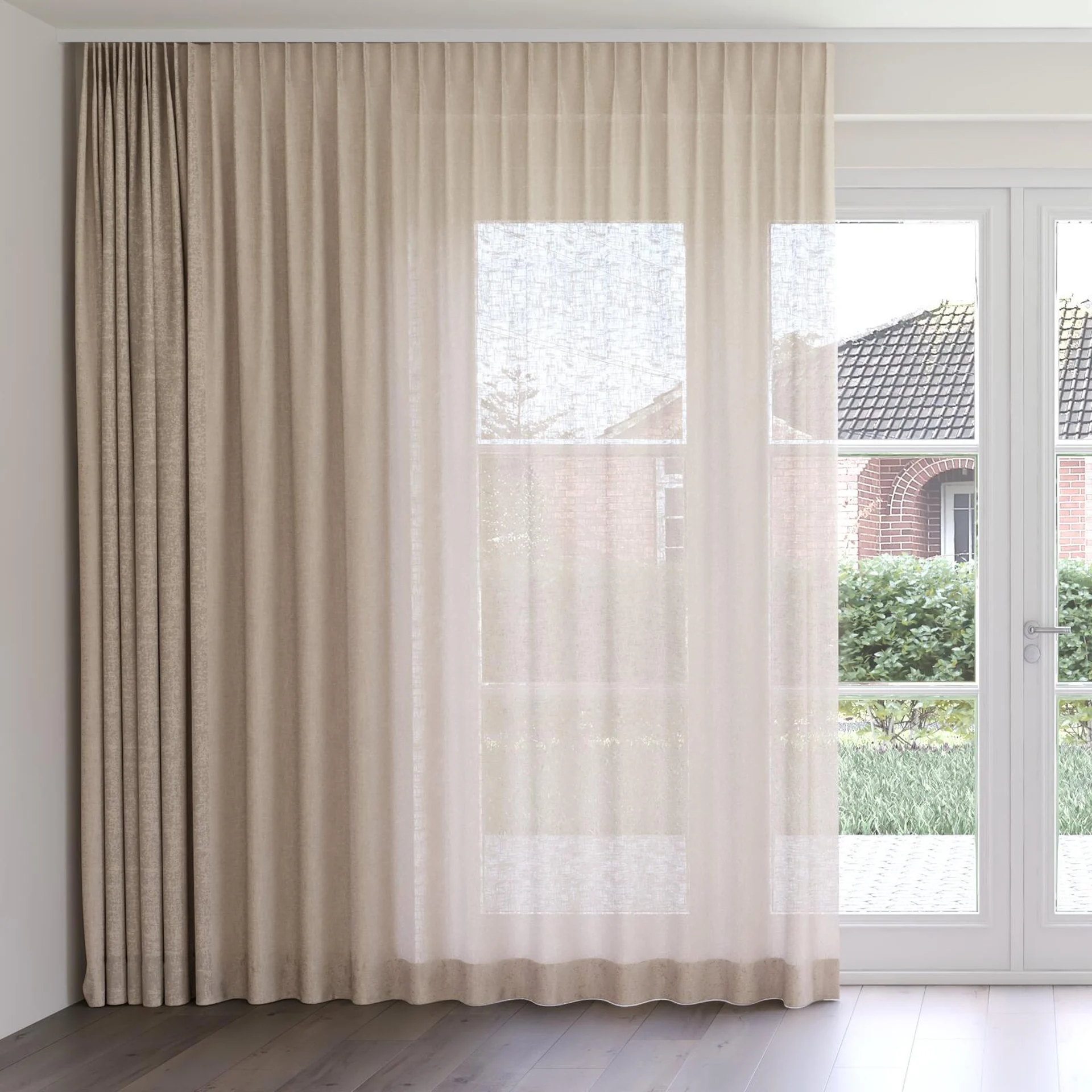 Front view of Adobe Twine, on curtain rail