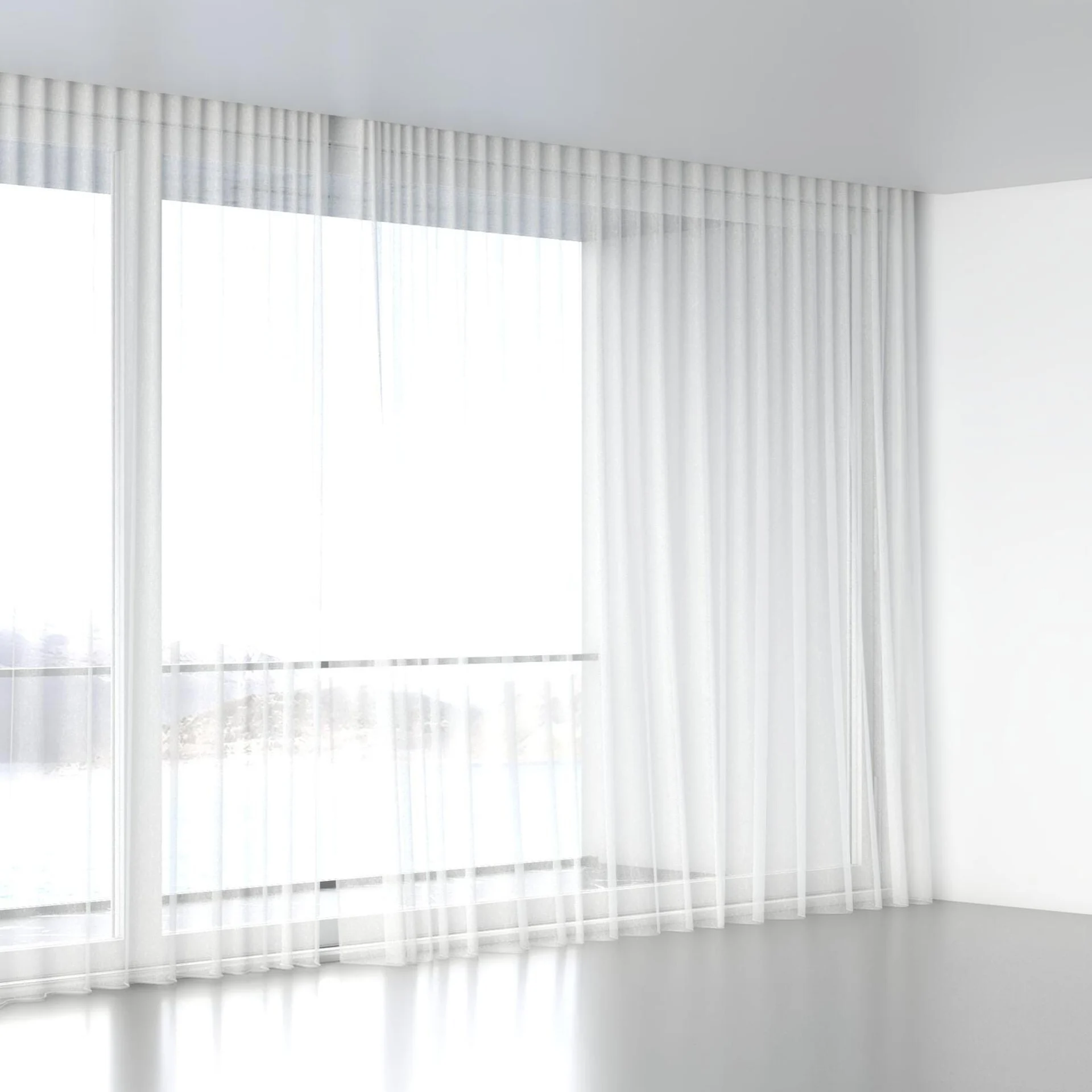 Full view of Descartes Ivory, wave pleat