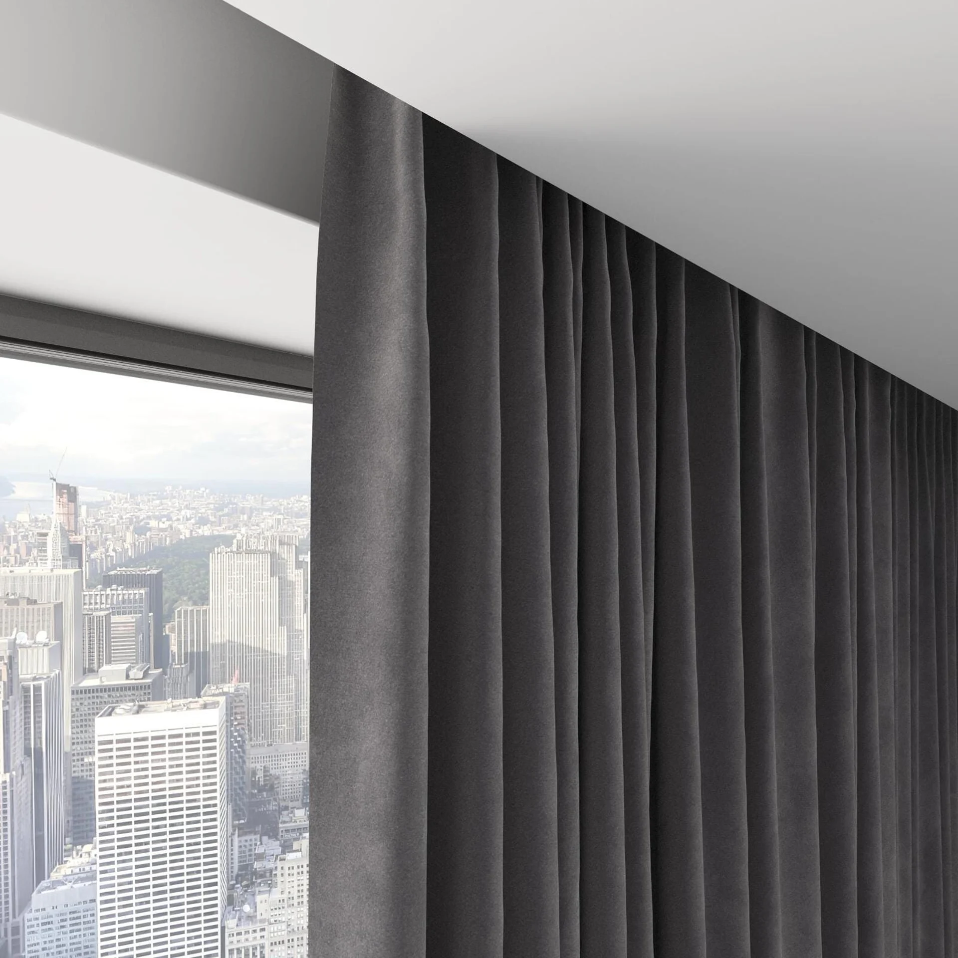 Top view of Lux Velvet Smoke 8703, on hidden rail