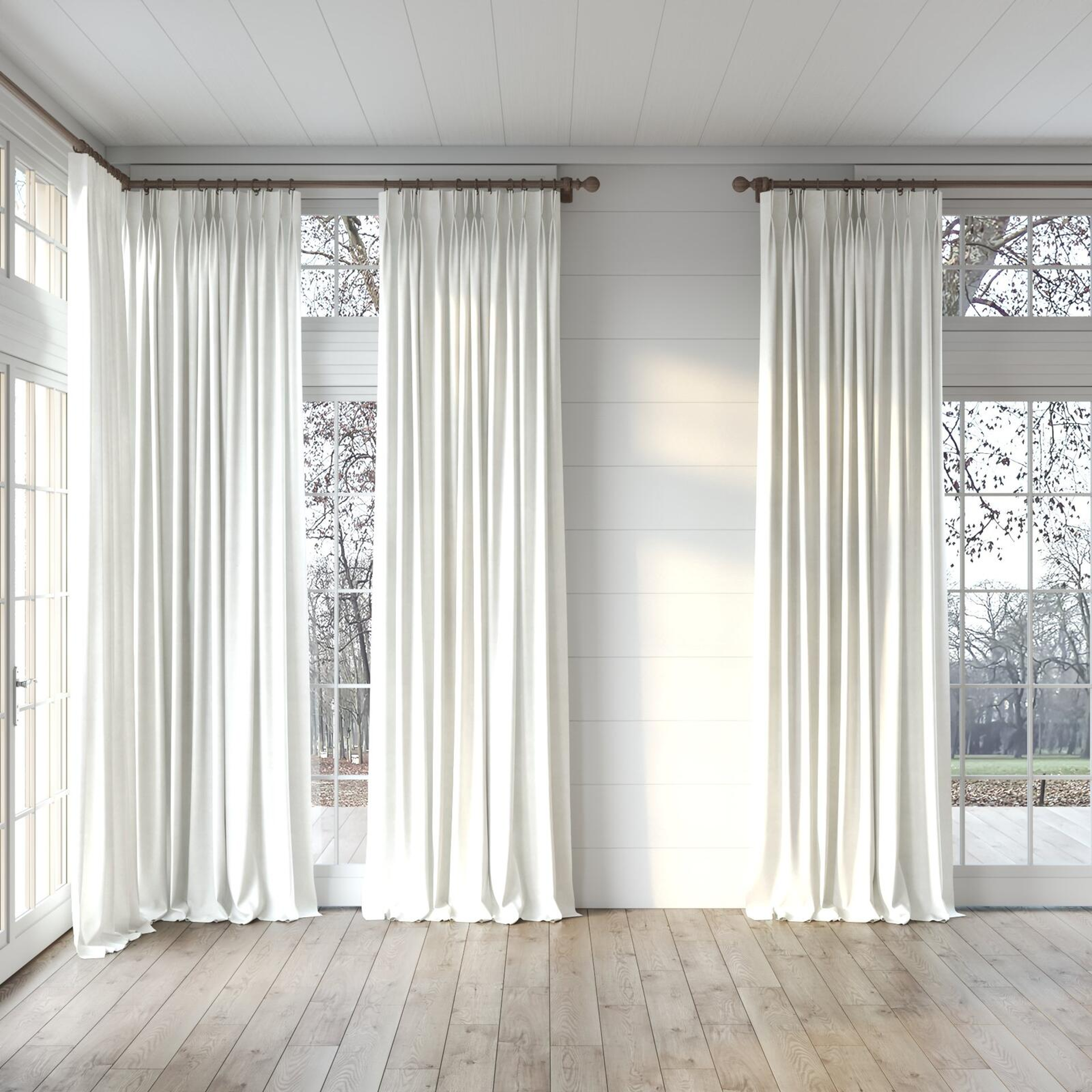 Full view of Lech Snow, puddled, on curtain rod