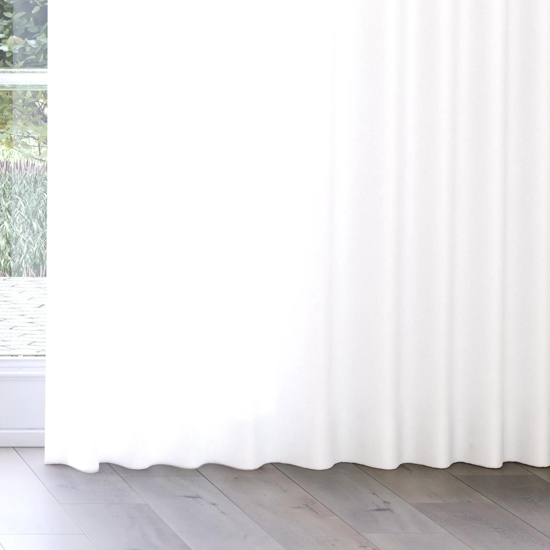 Bottom view of Private Snow, on curtain rail