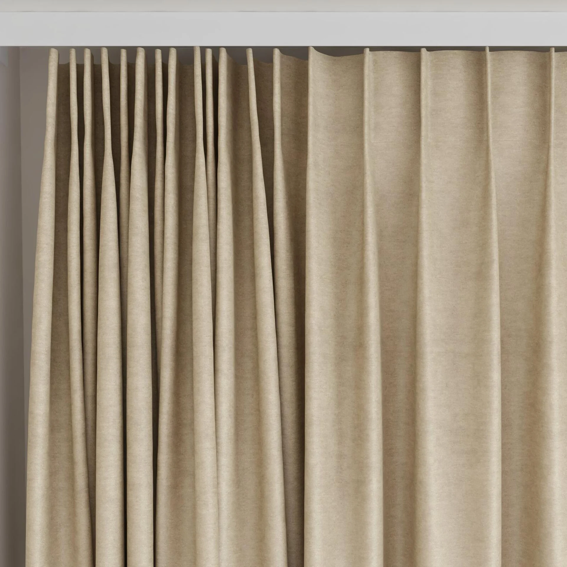 Top view of Baron Putty, on curtain rail