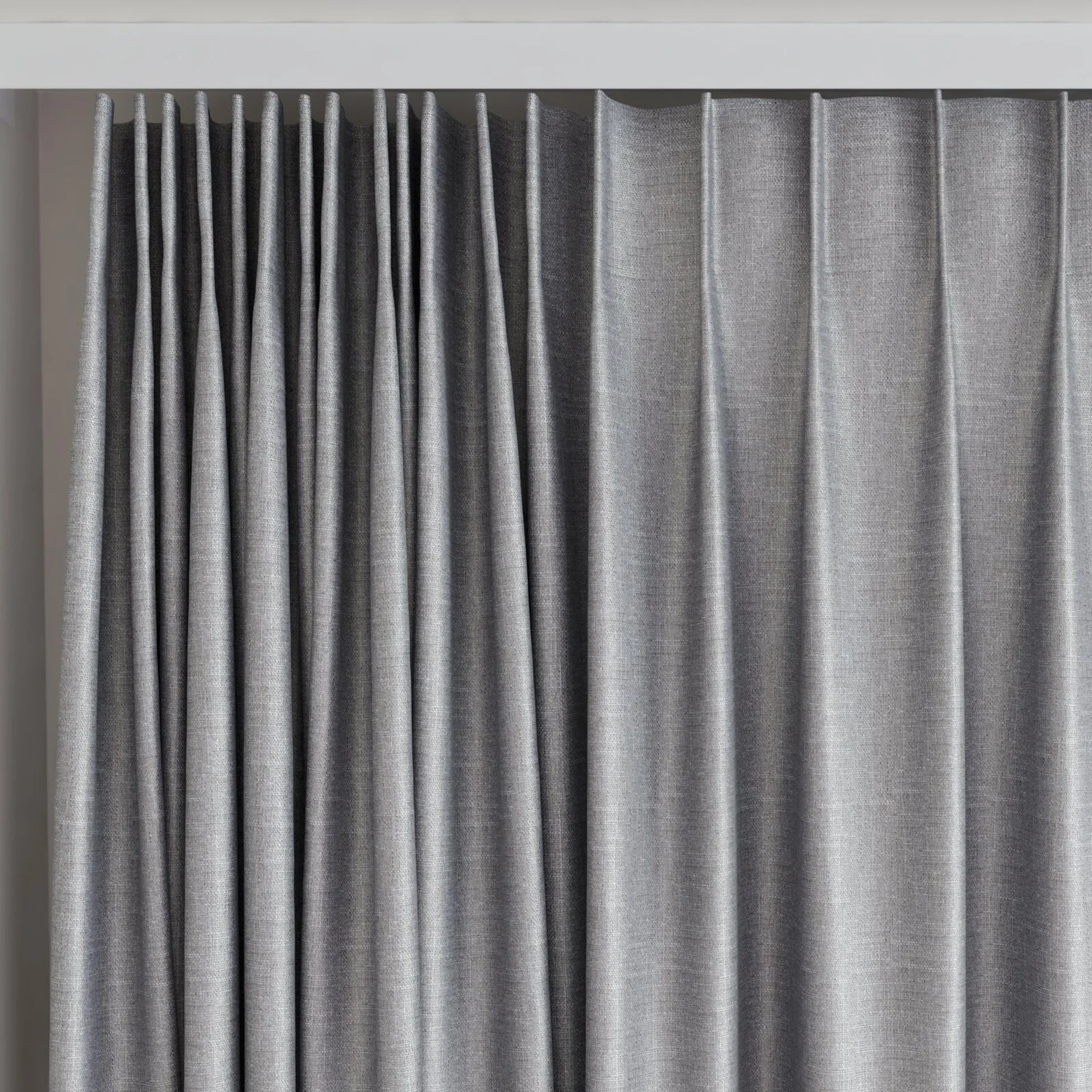 Top view of Stallion 2 Blackout Ash, on curtain rail