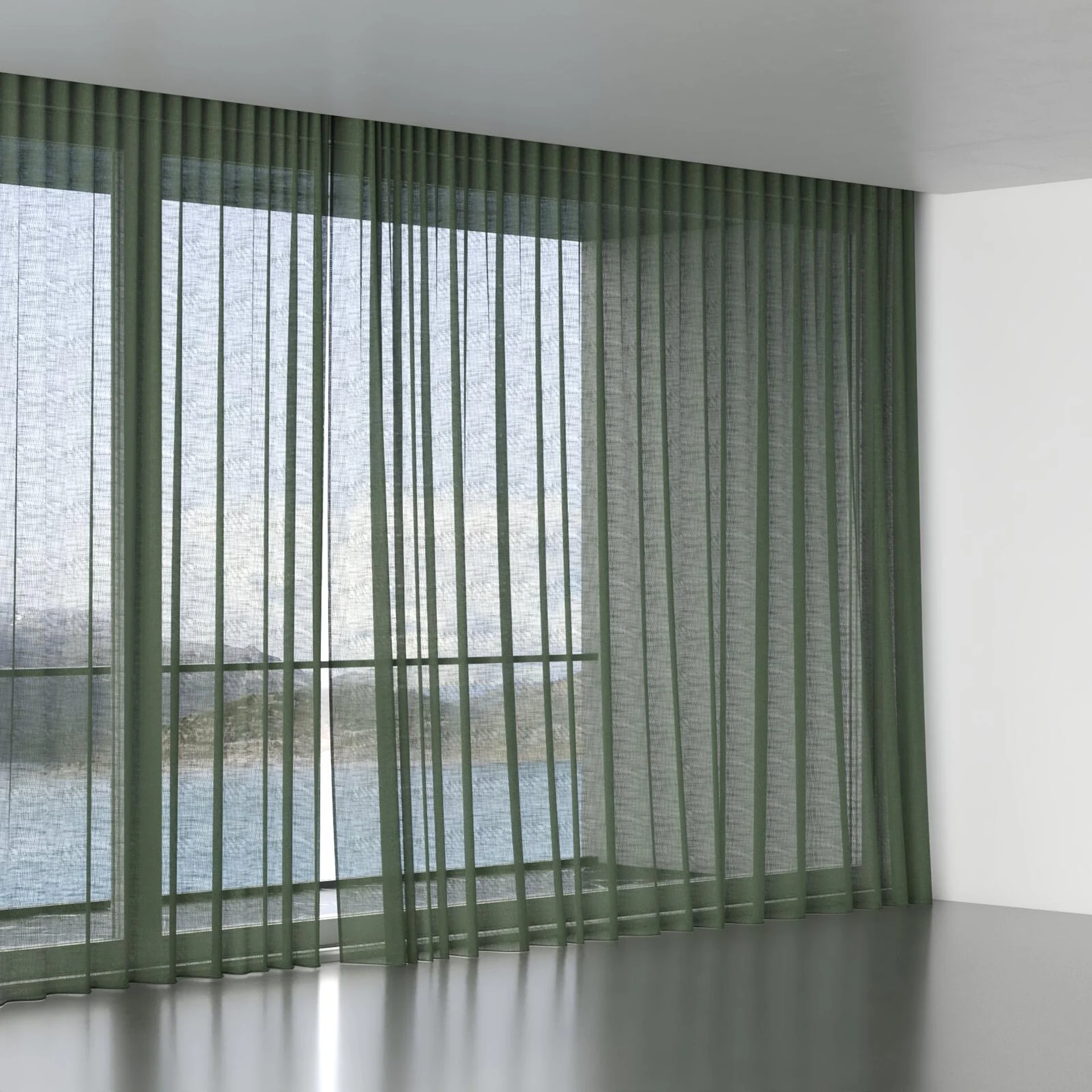 Full view of Verdant Olive, wave pleat