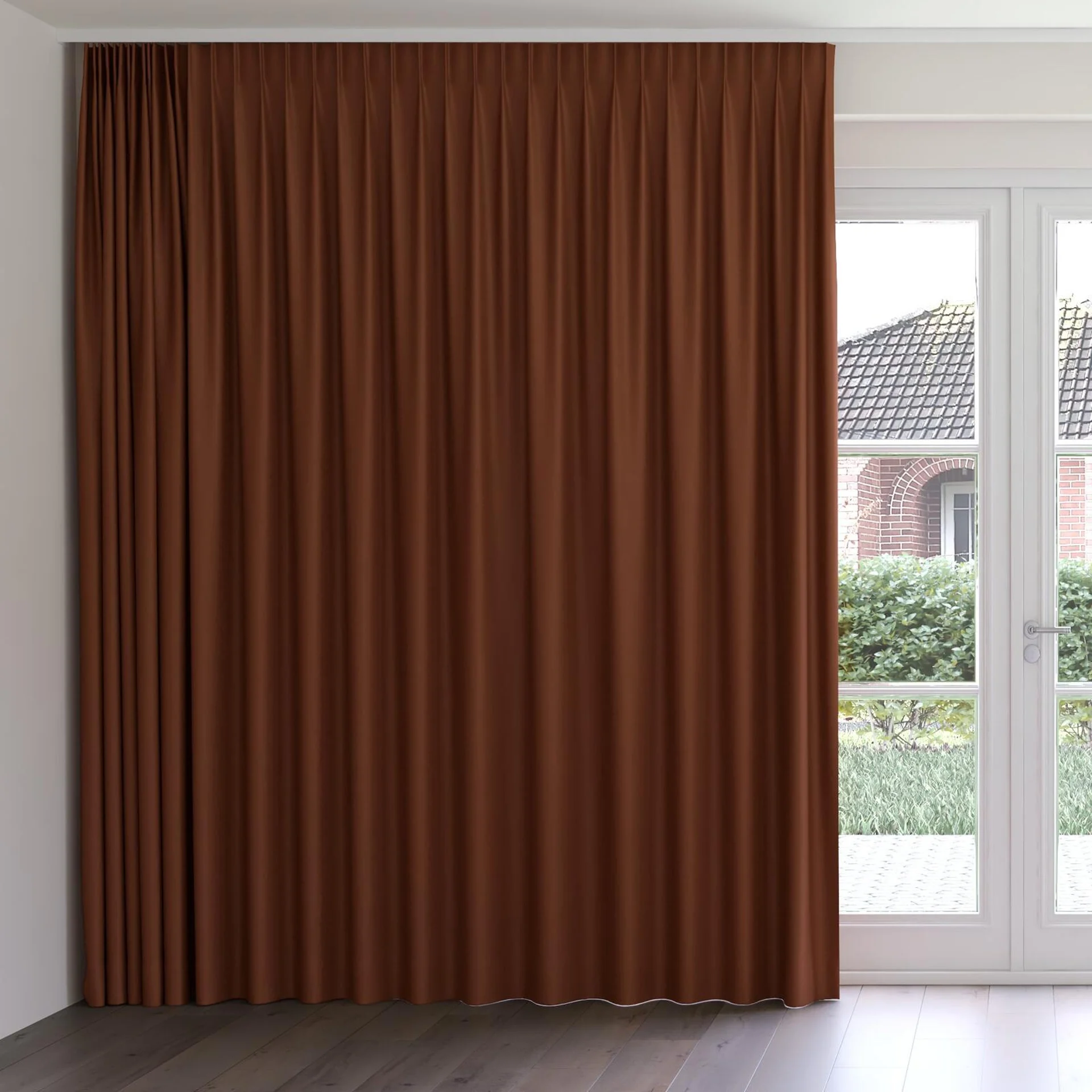 Front view of Eternal Paprika, on curtain rail