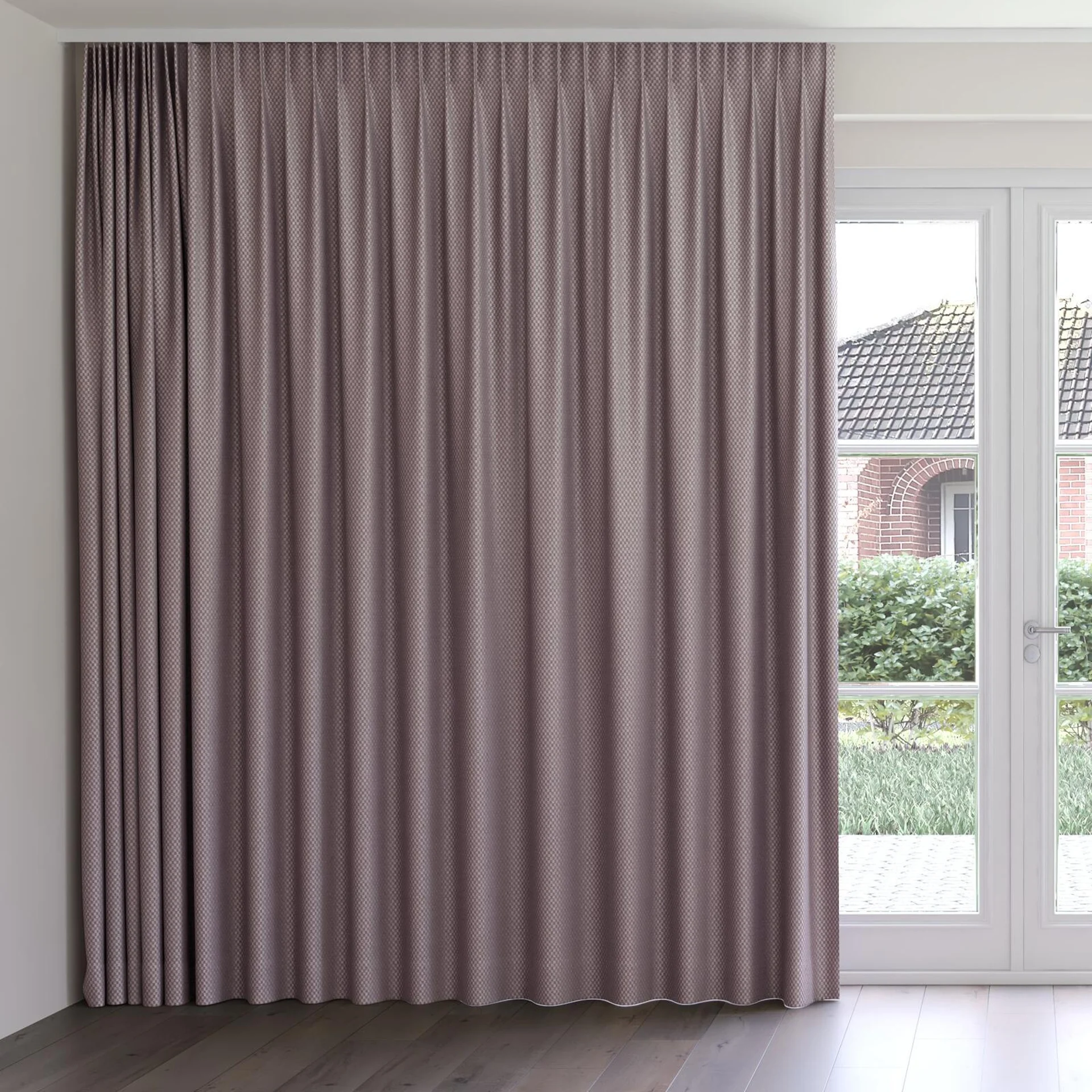 Front view of Manalapan Raisin, on curtain rail