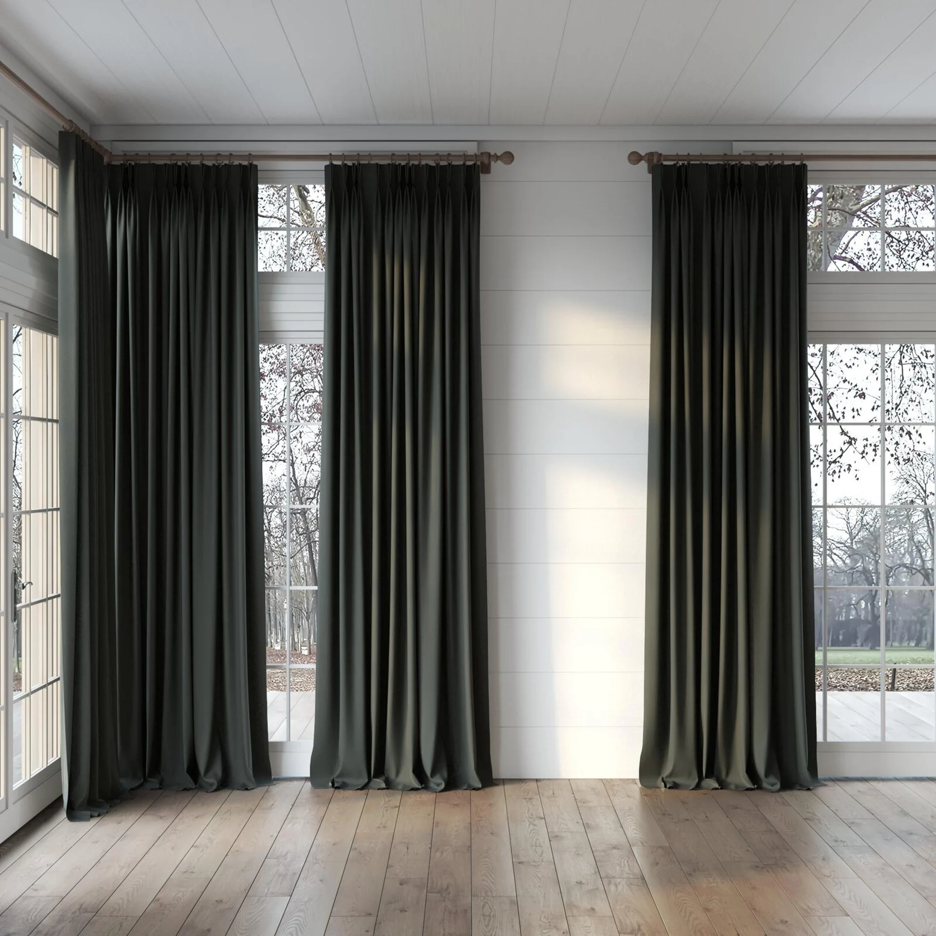 Full view of Mauritius Onyx, puddled, on curtain rod
