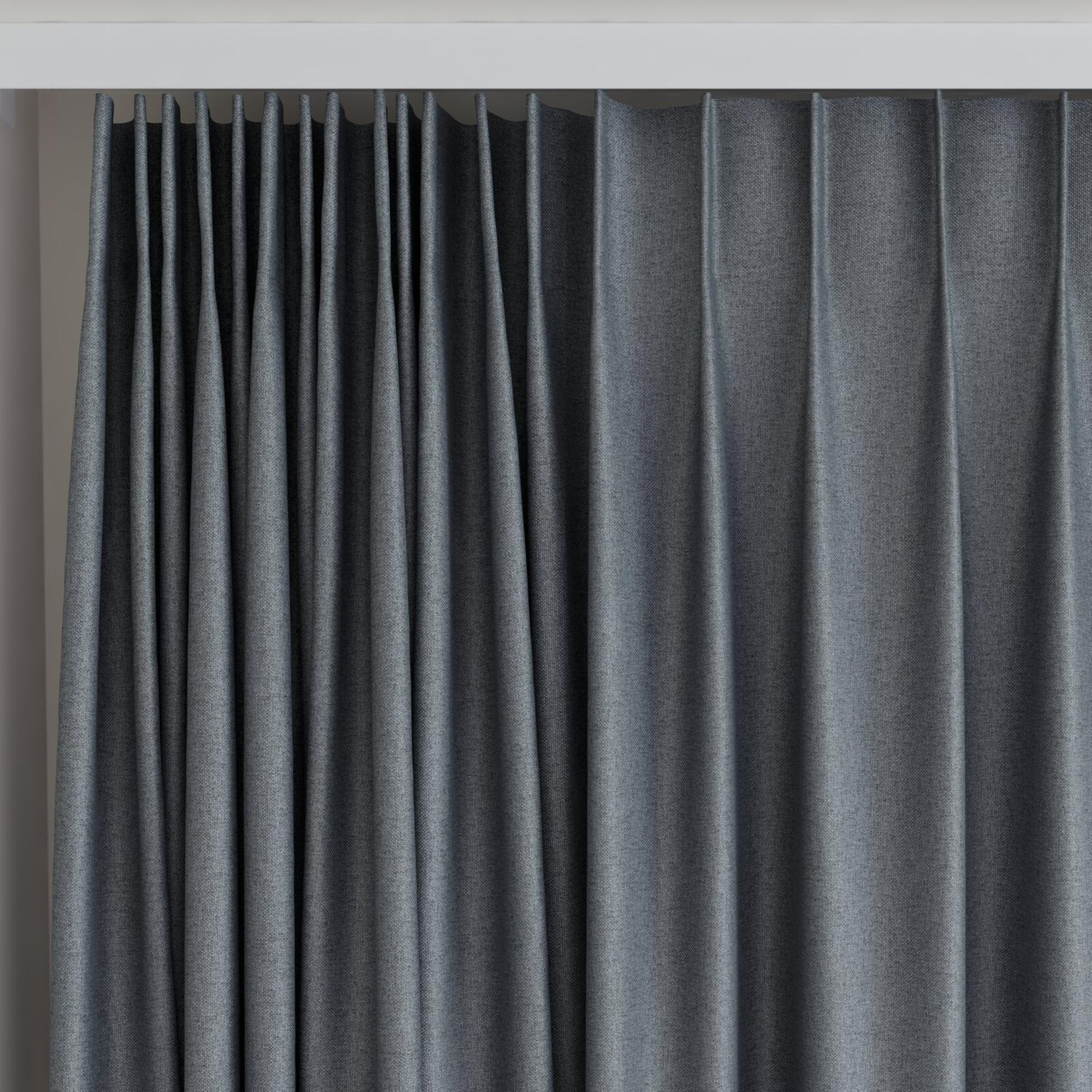 Top view of Grove Charcoal, on curtain rail