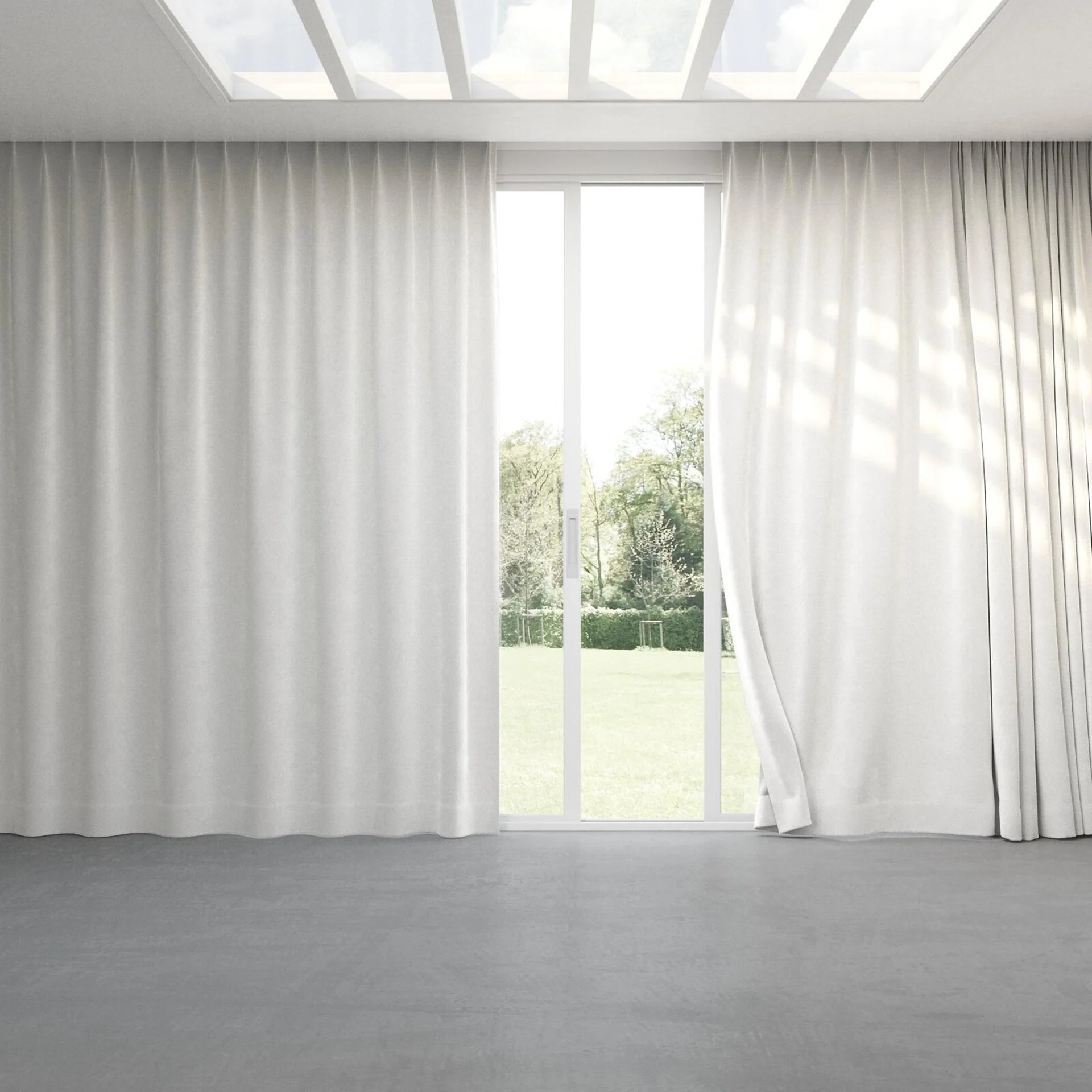 Full view of Velvelux Ice, pinch pleat