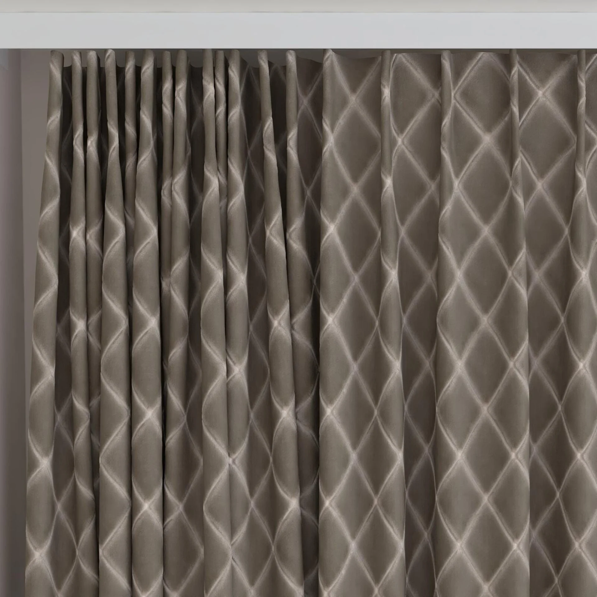 Top view of Pantheon Chincilla, on curtain rail