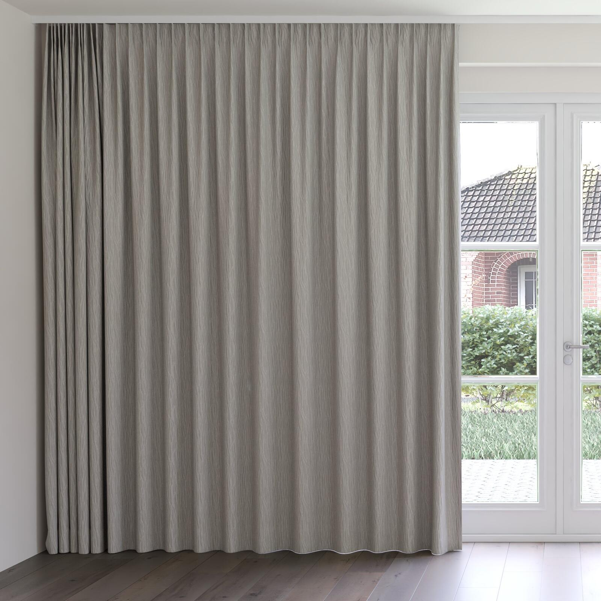 Front view of Sandrift Smoke, on curtain rail