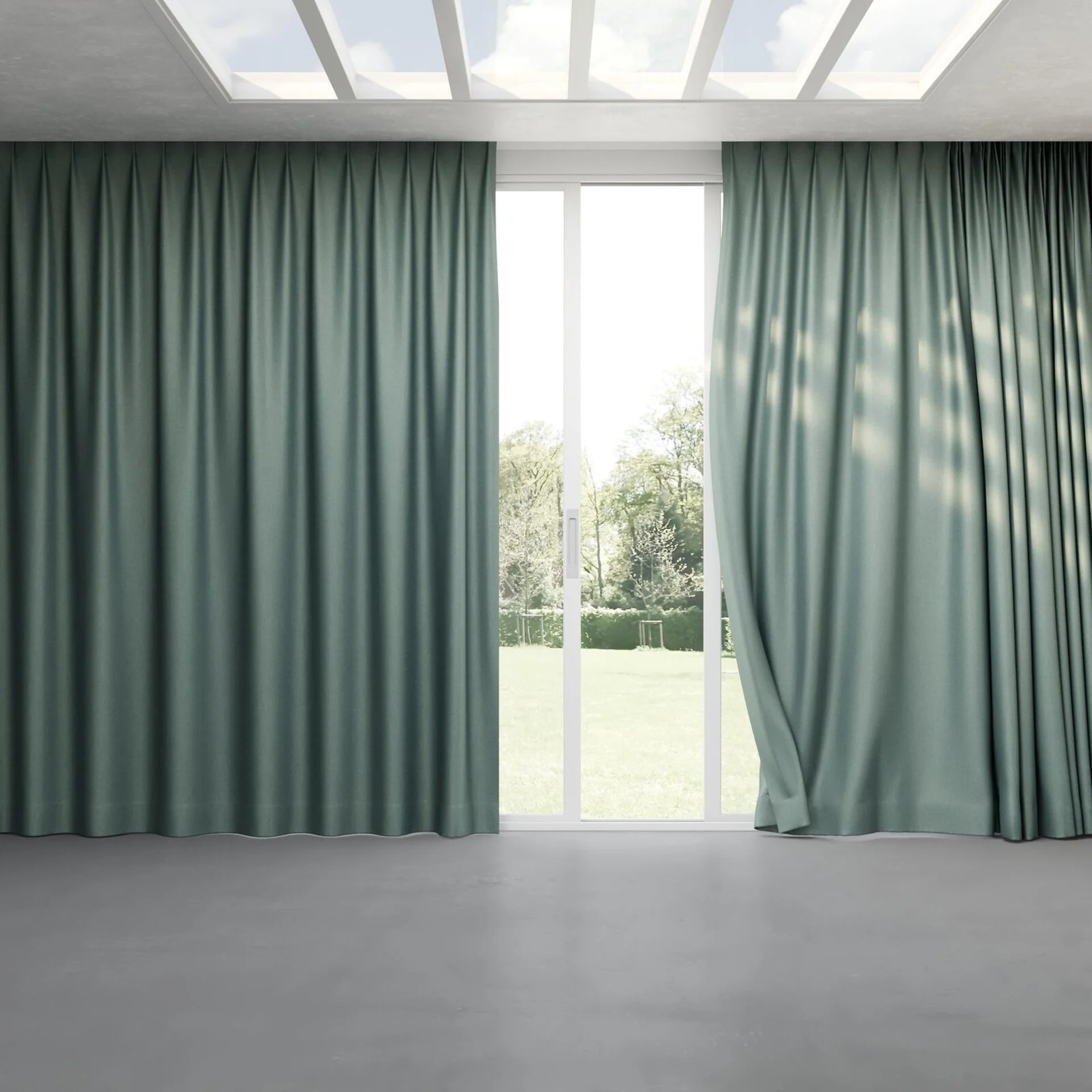 Full view of Jupiter Forest, pinch pleat