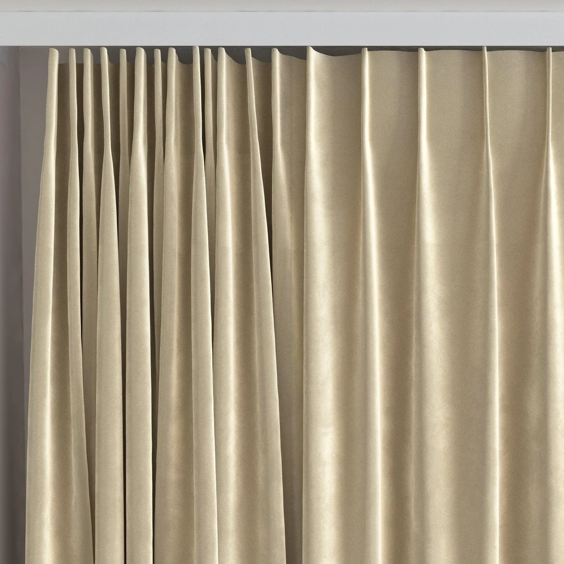 Top view of Velvelux Caramel, on curtain rail