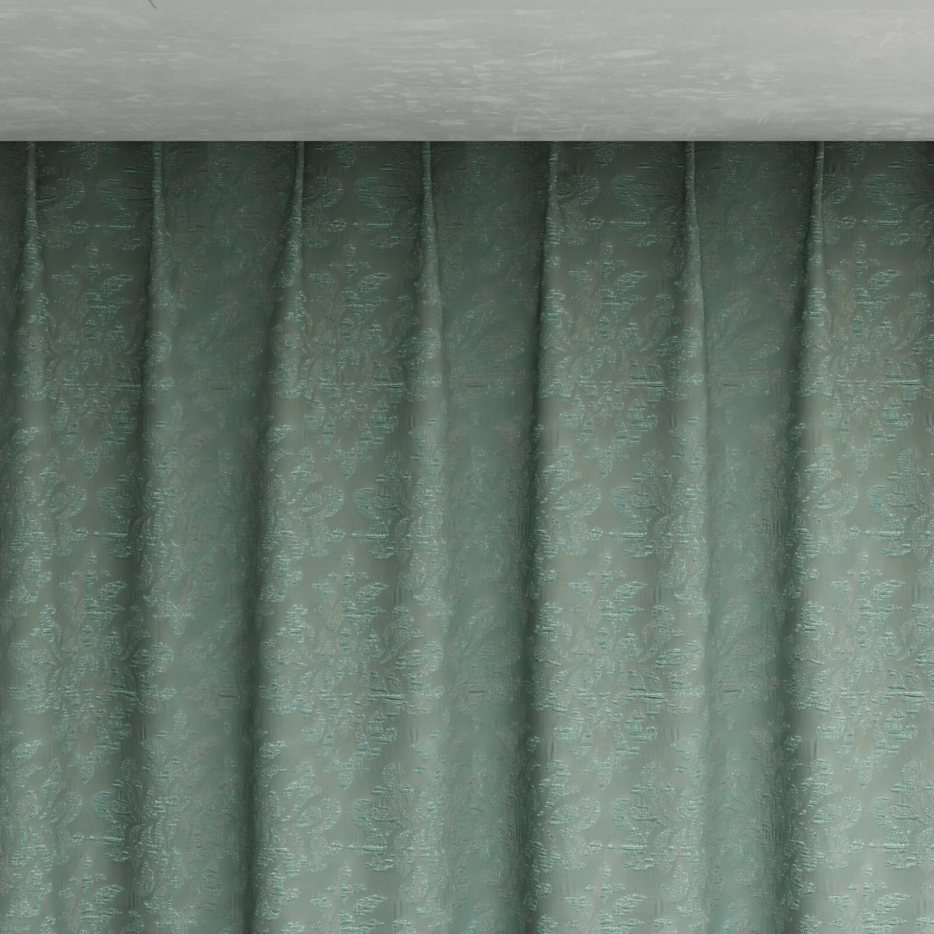 Top view of Objet Teal, pinch pleat