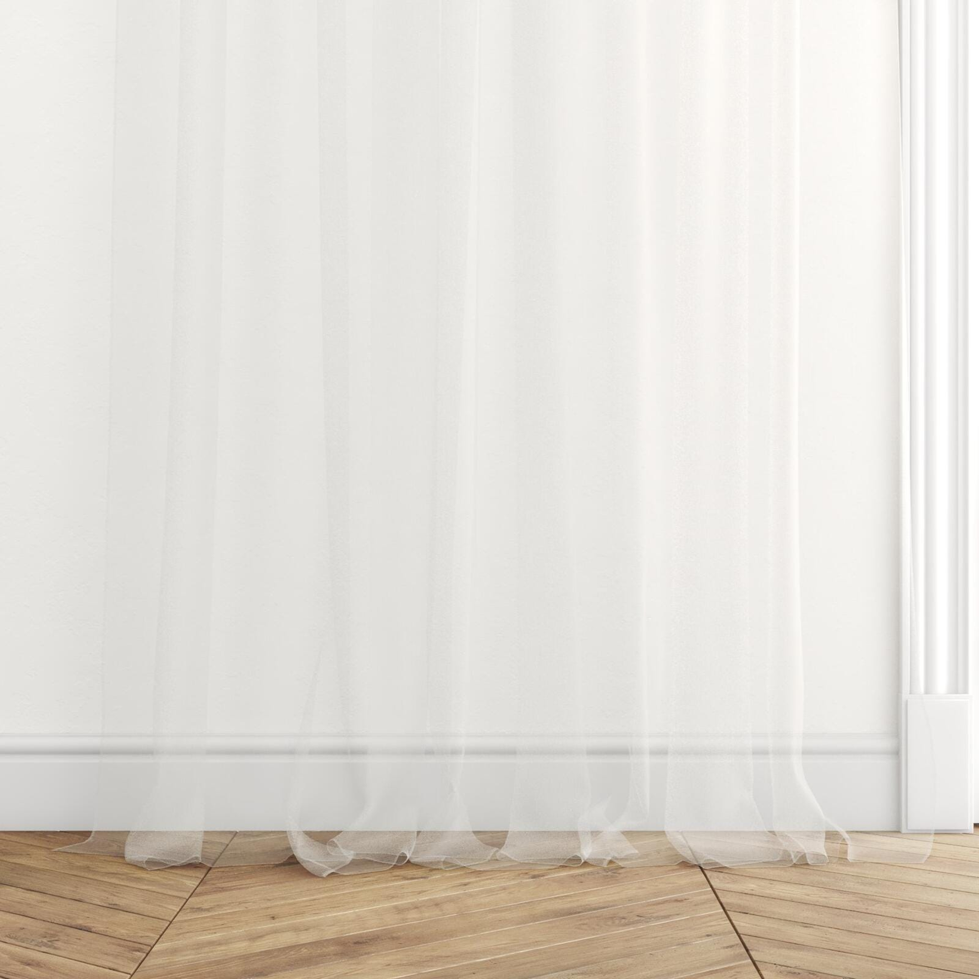 Bottom view of Jaba Marble, puddled with pinch pleat, on curtain rod