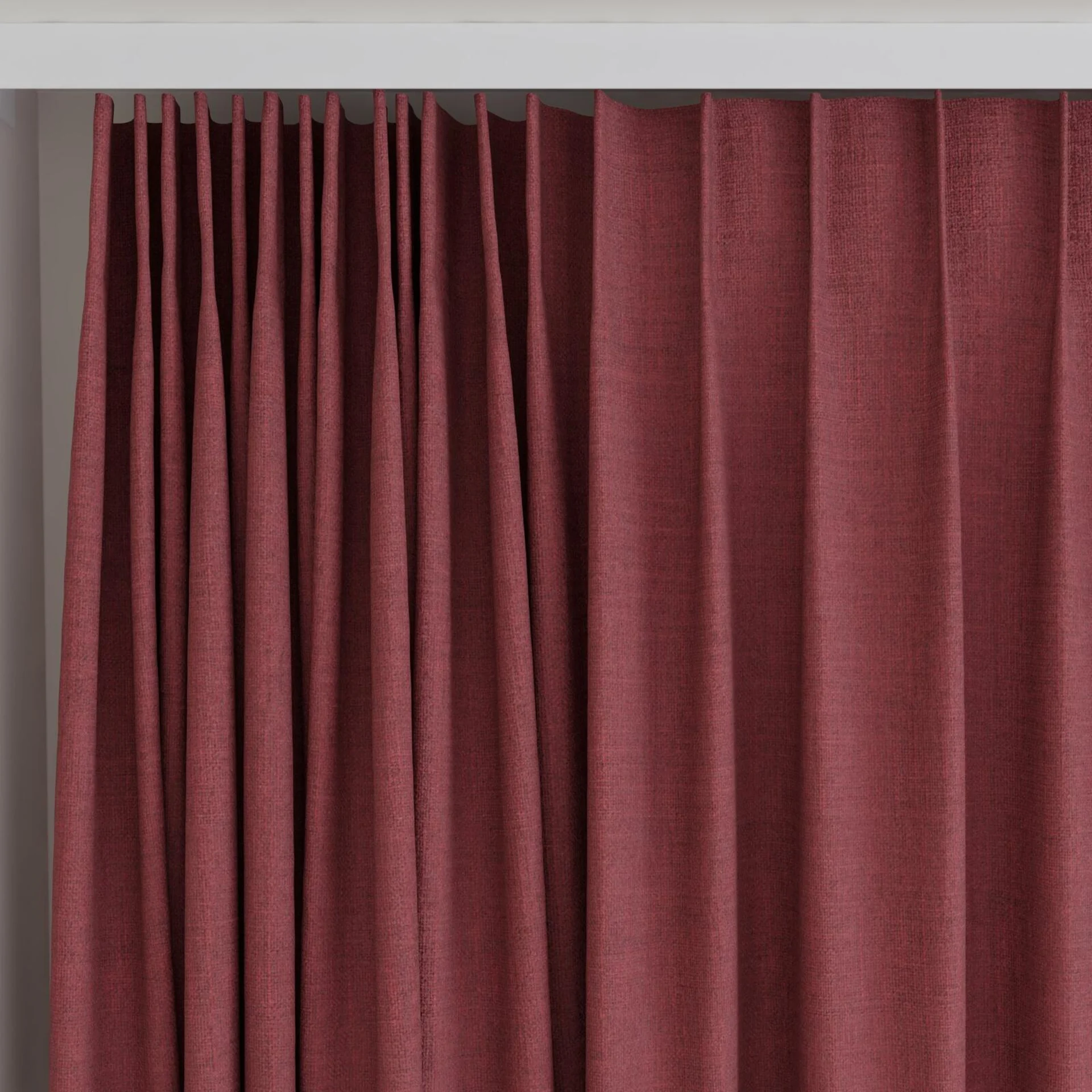 Top view of Planet Burgundy, on curtain rail