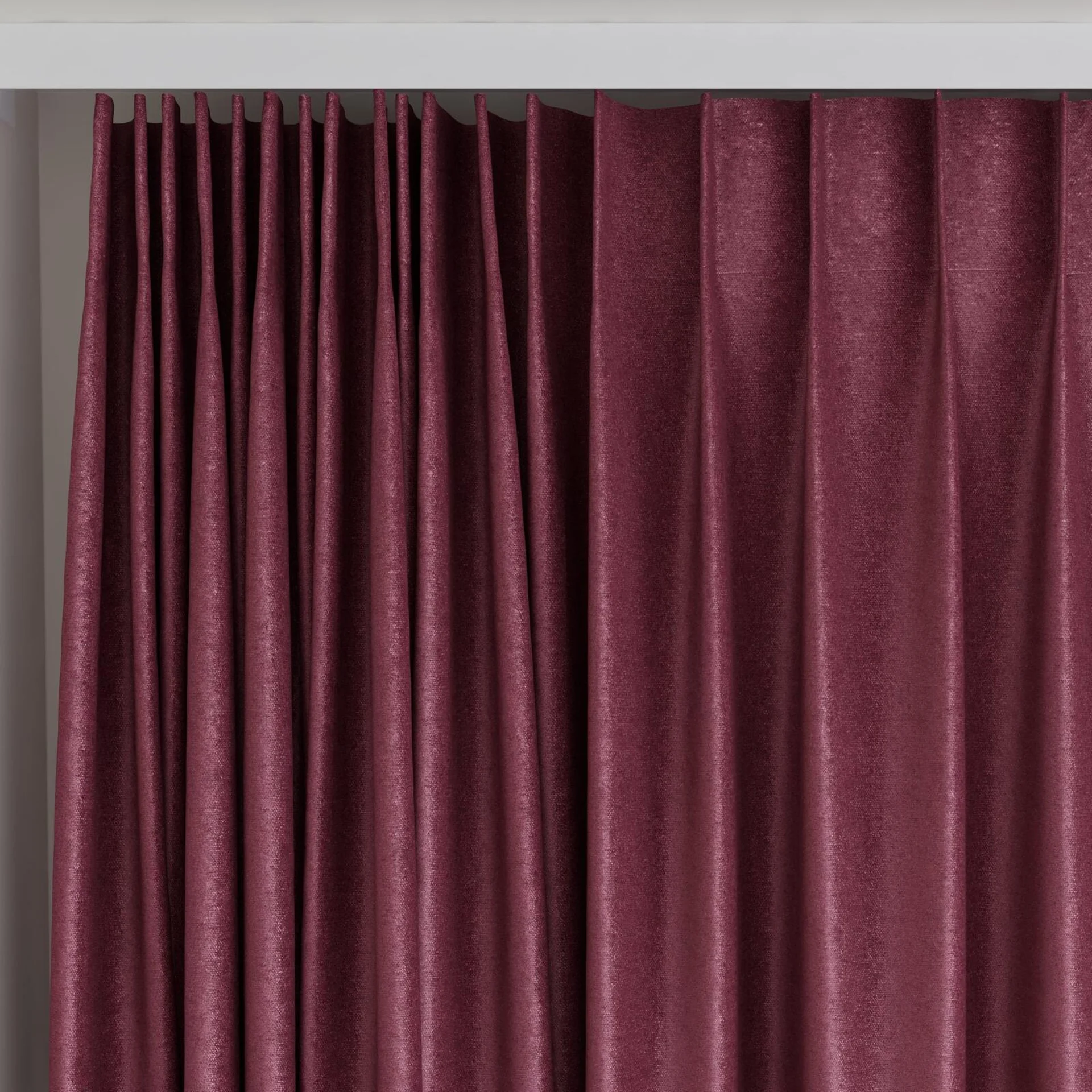 Top view of Recharge Peony, on curtain rail