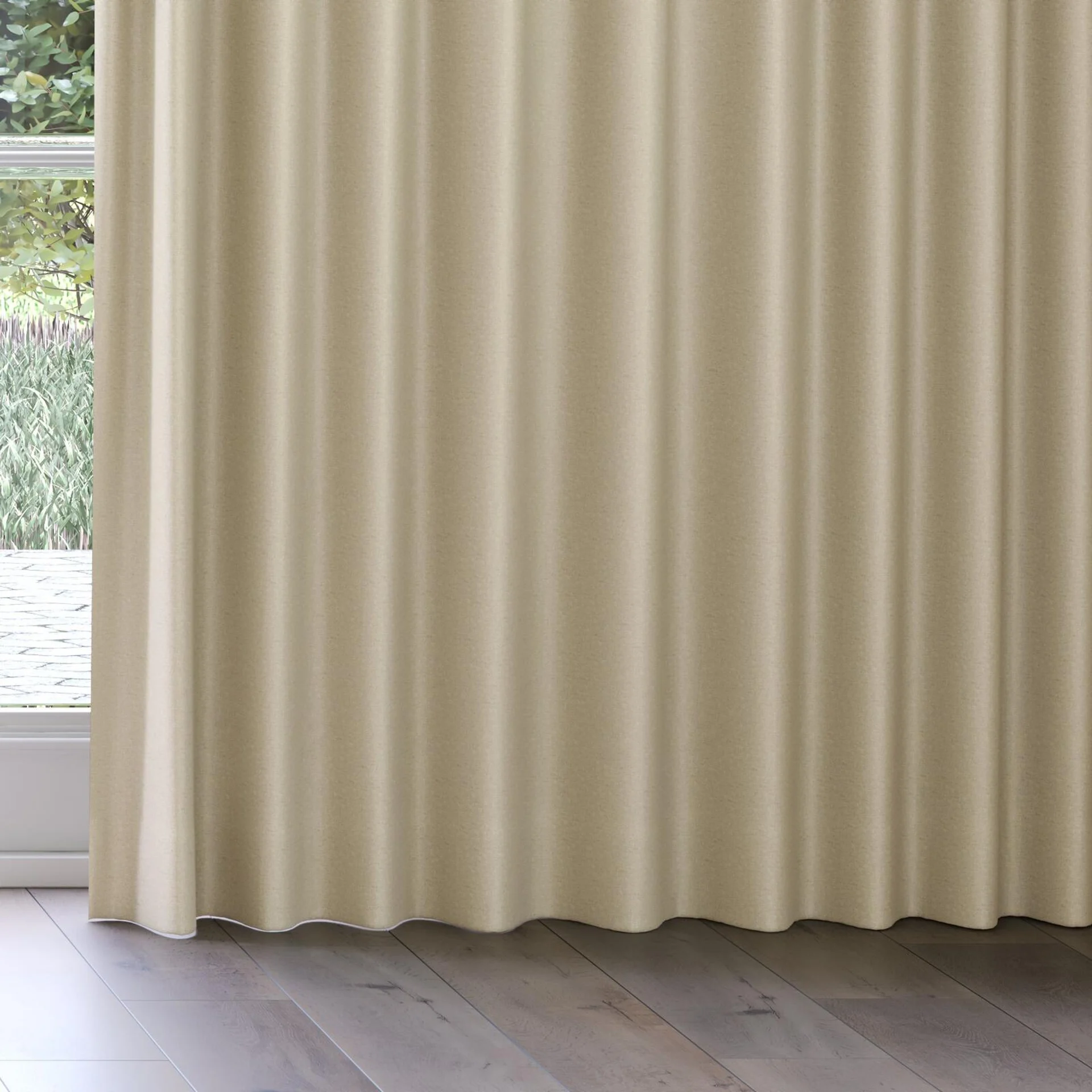 Bottom view of Grove Rattan, on curtain rail